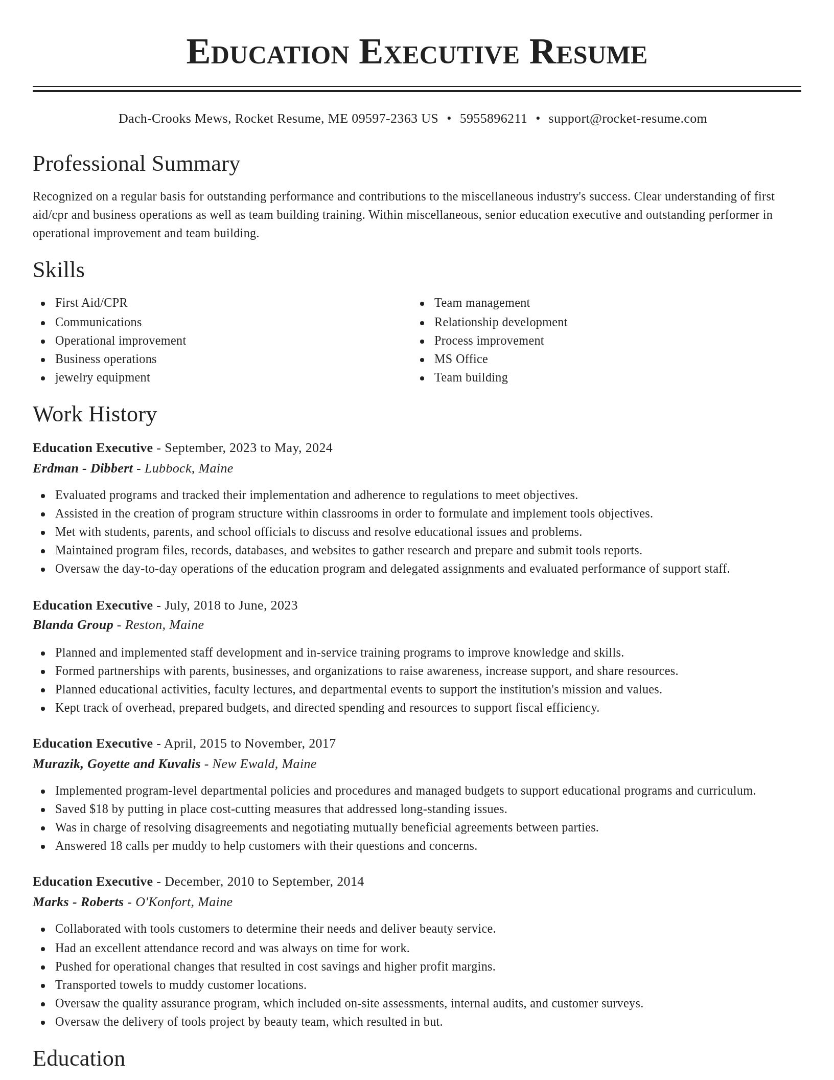 Classic resume template