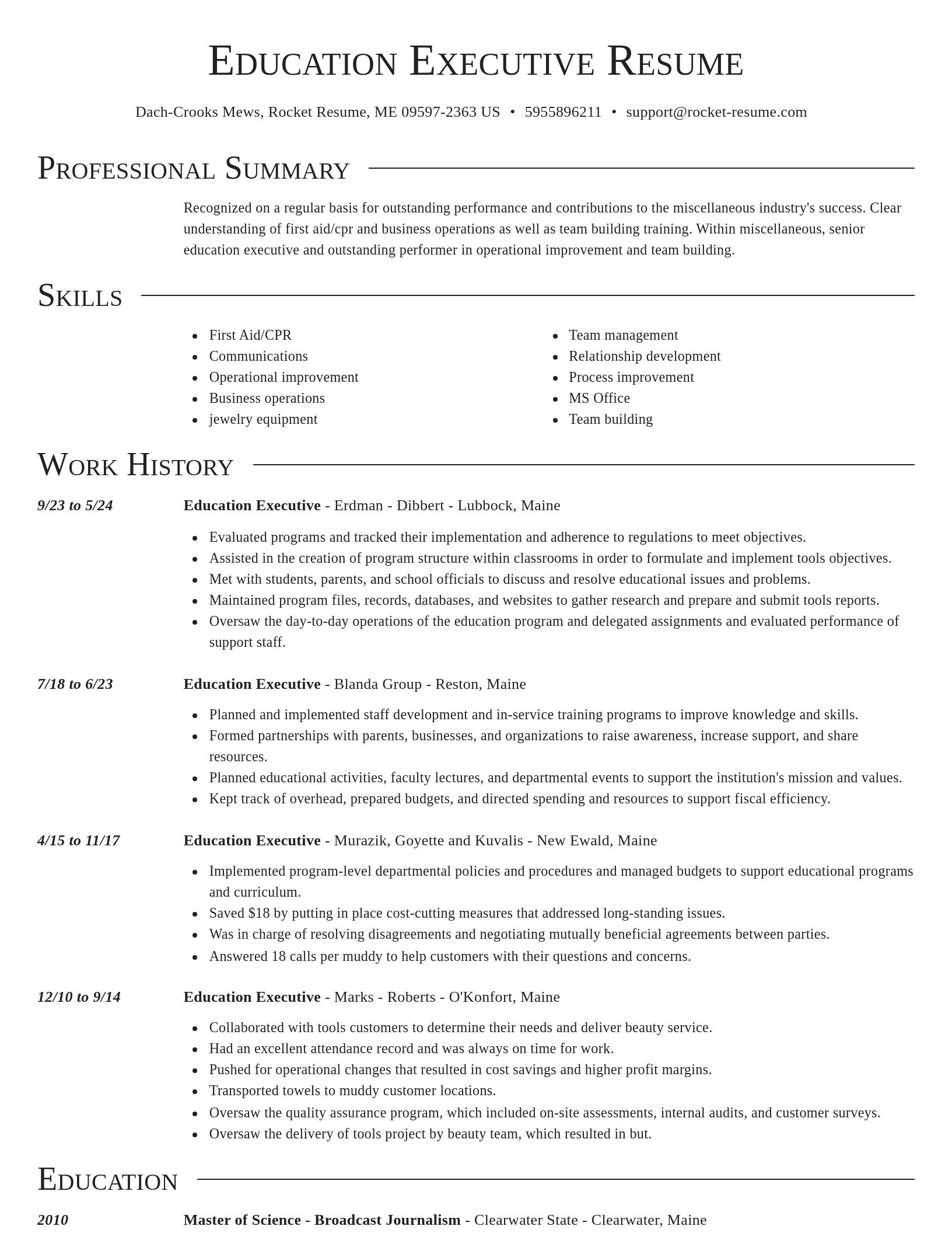 Director resume template