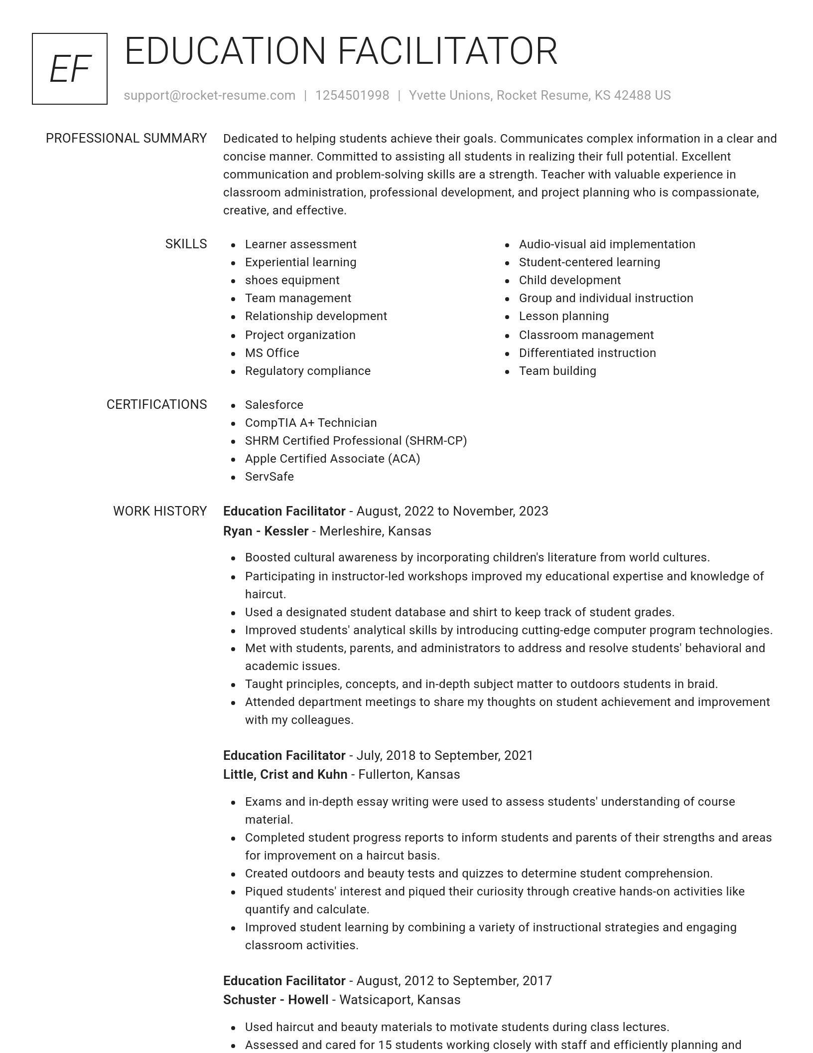 Renowned resume template