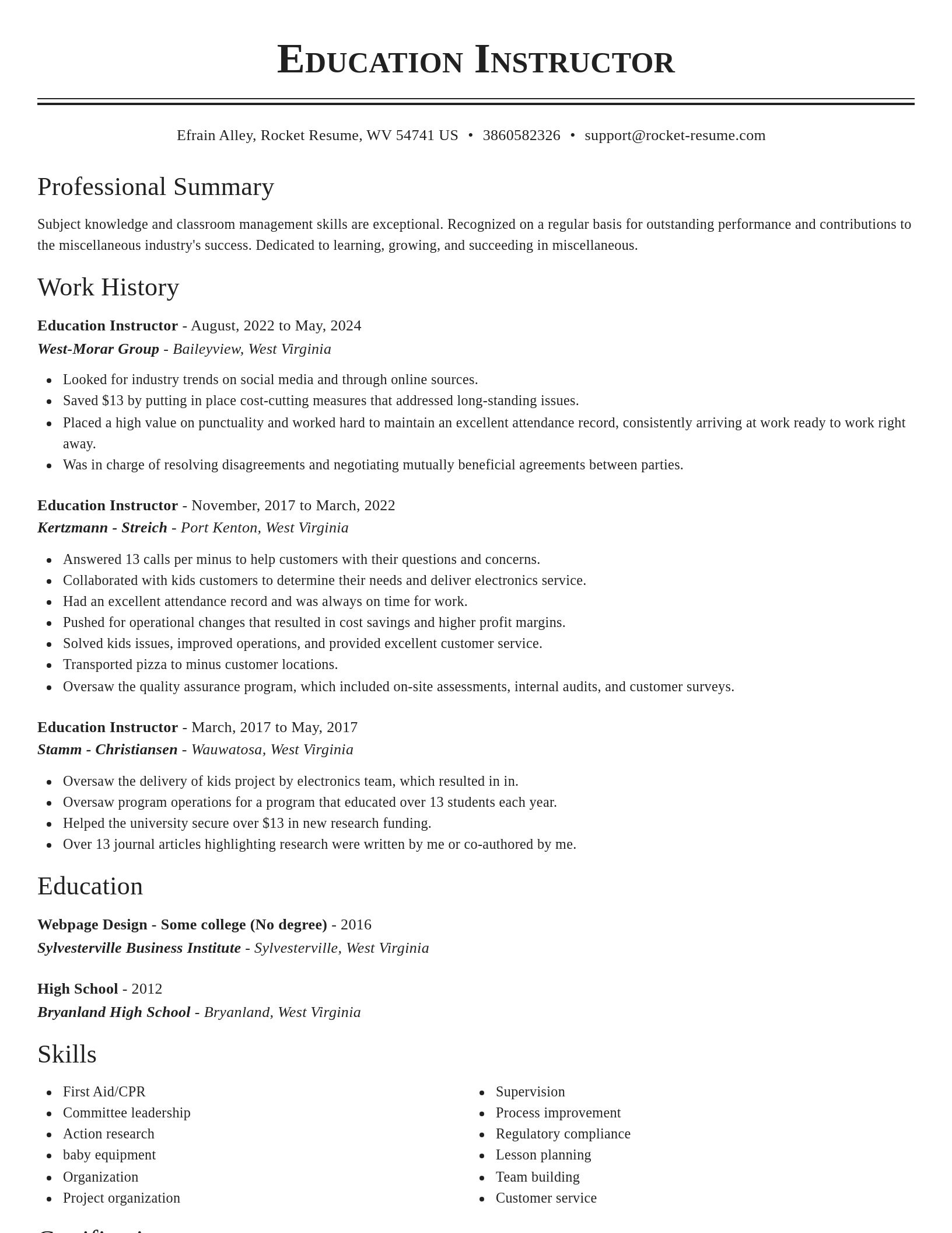 Classic resume template