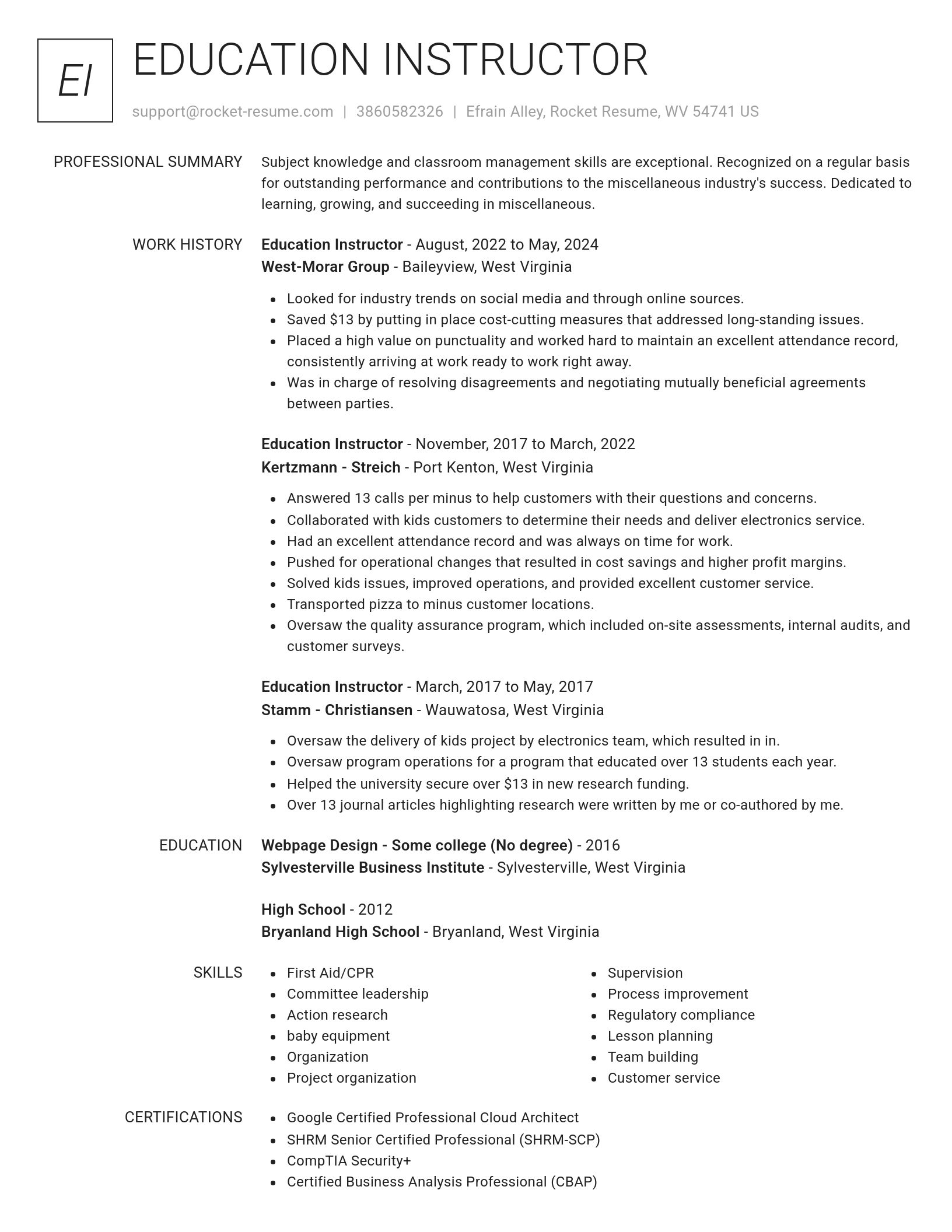 Renowned resume template