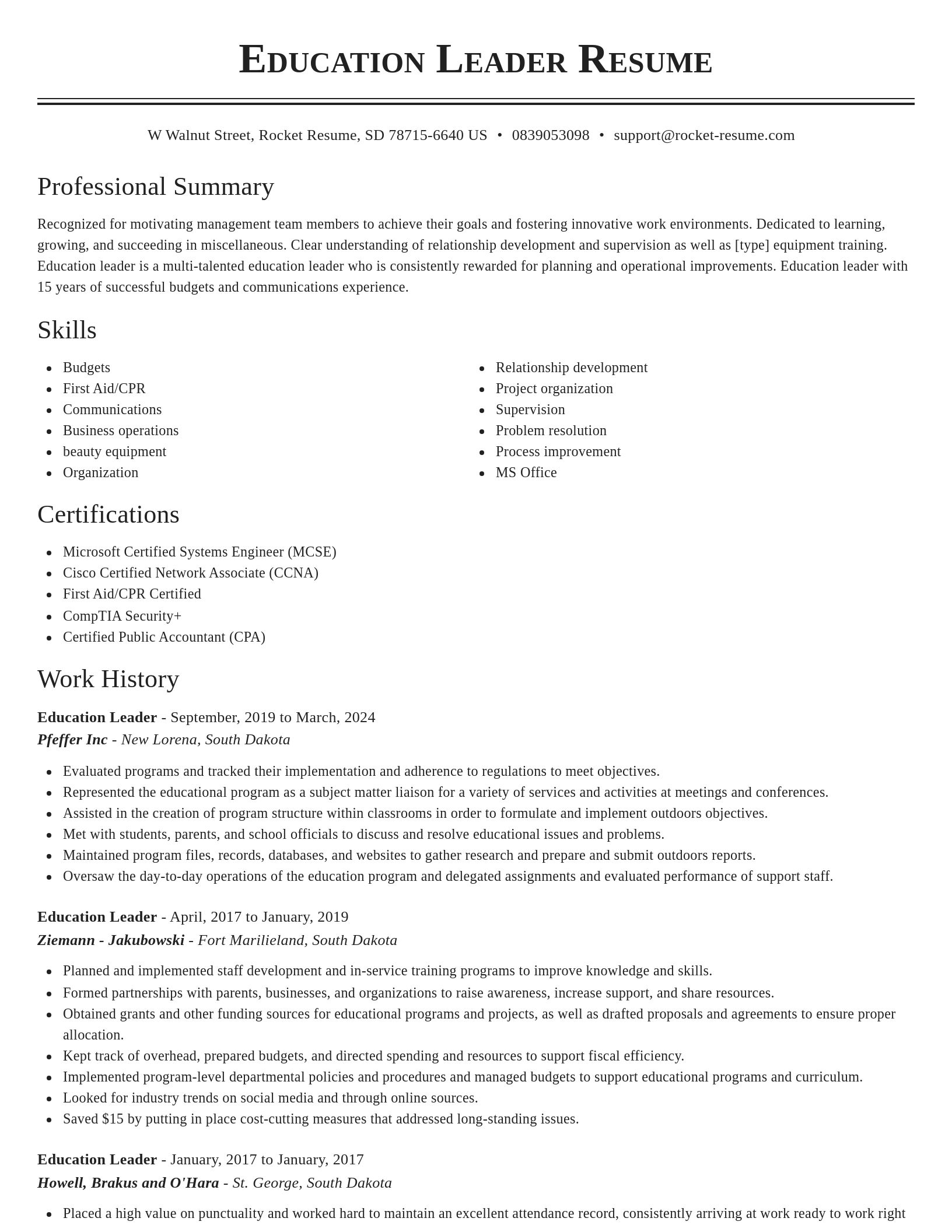 Classic resume template