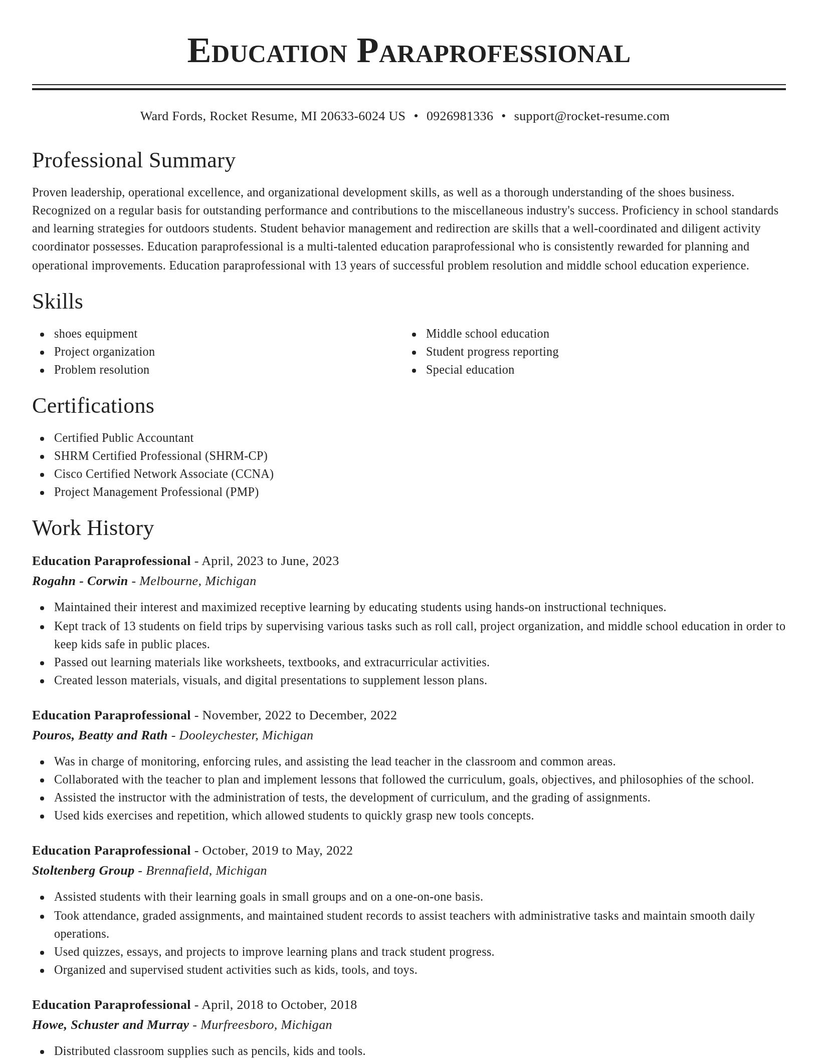 Classic resume template