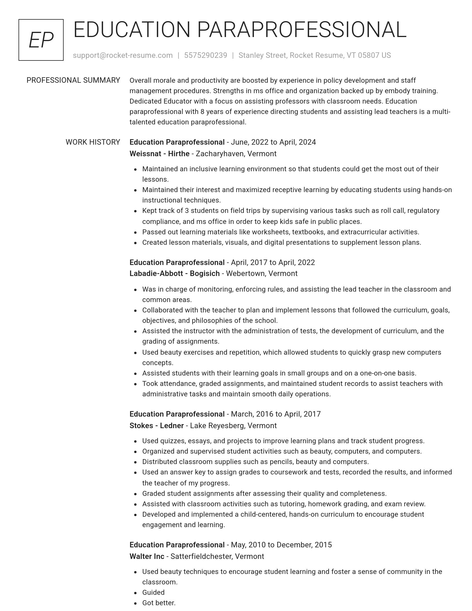 Renowned resume template
