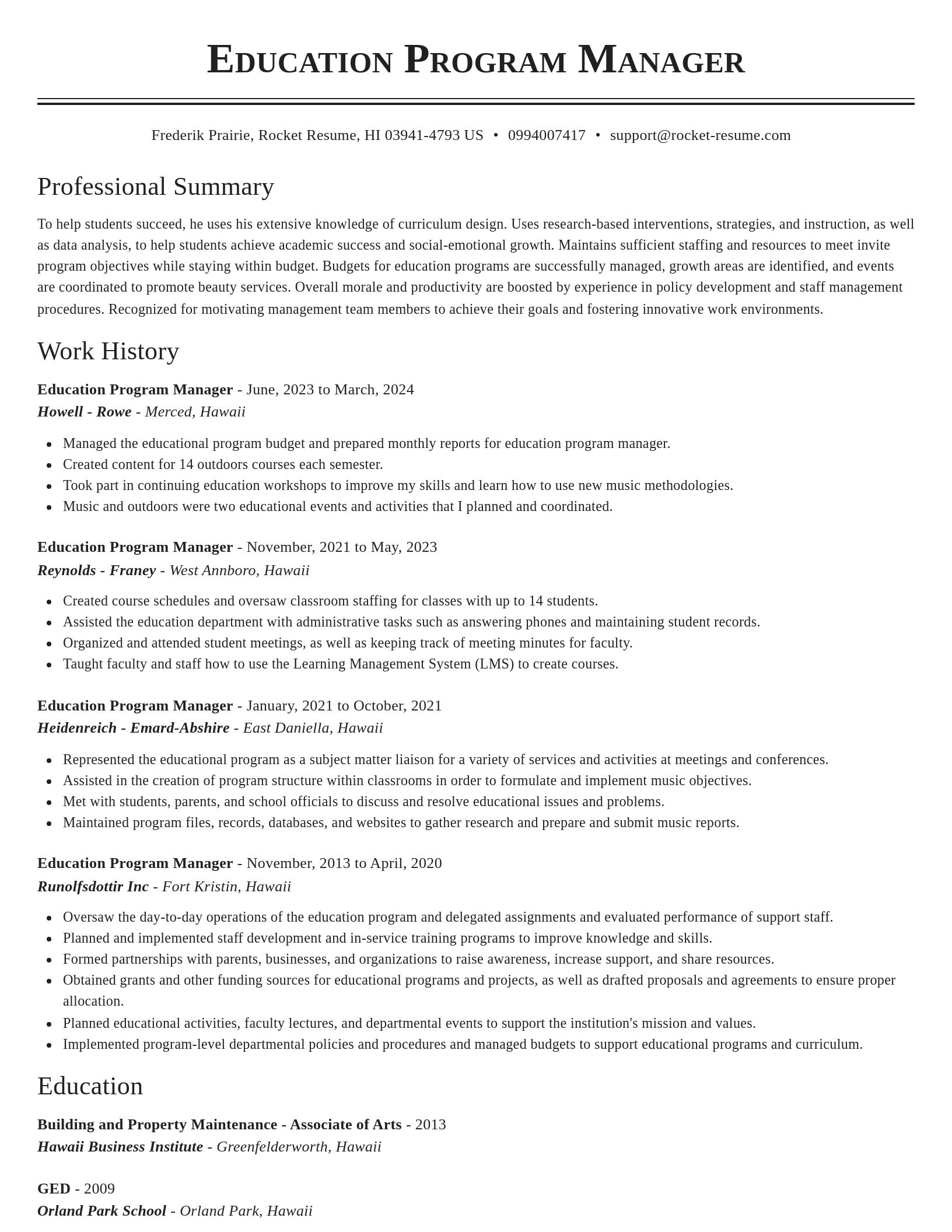Classic resume template
