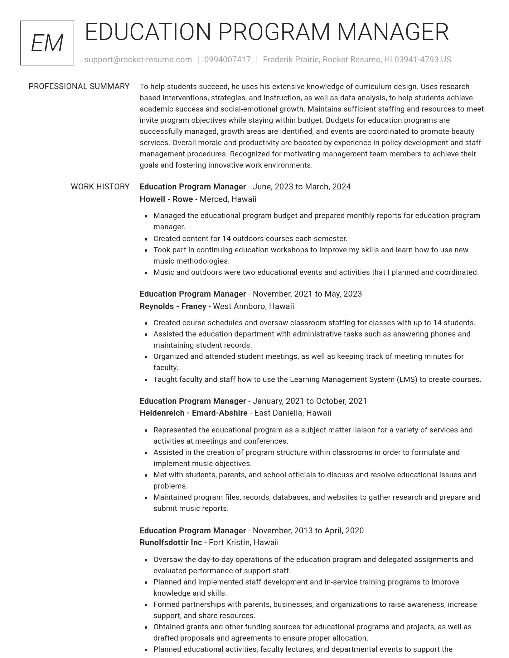 Renowned resume template