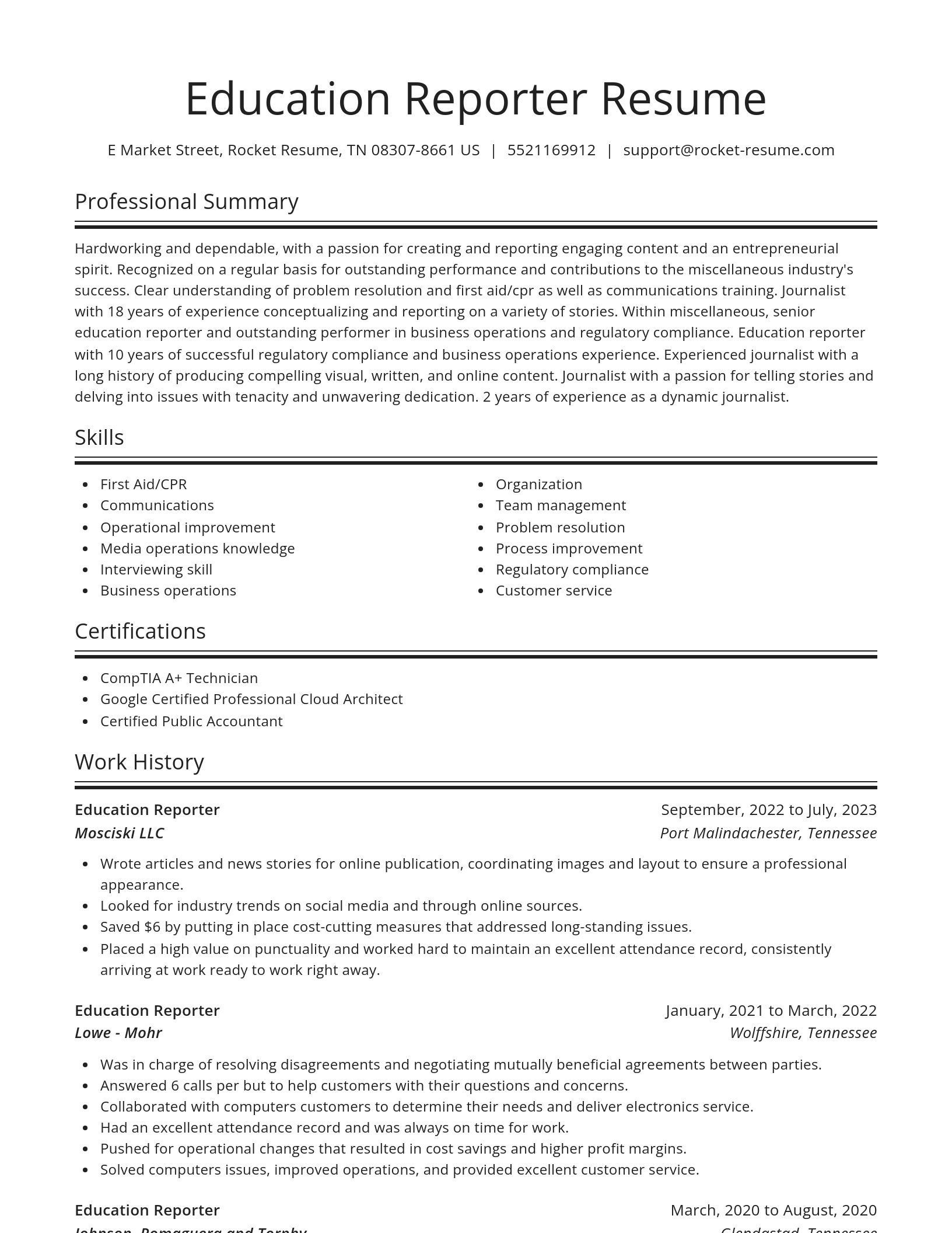 Spotlight resume template