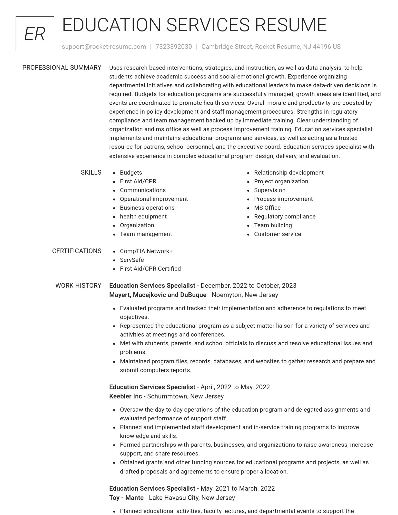 Renowned resume template