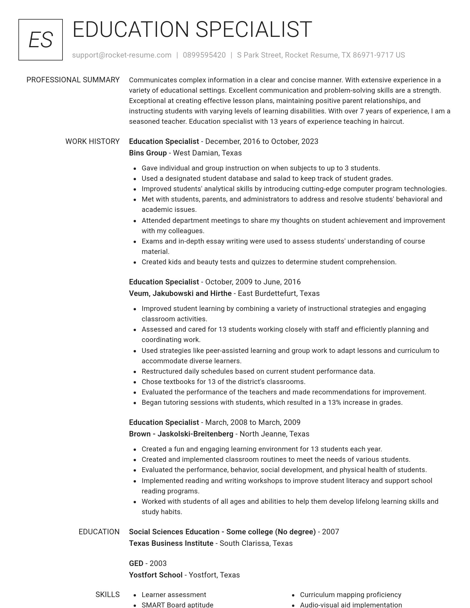 Renowned resume template