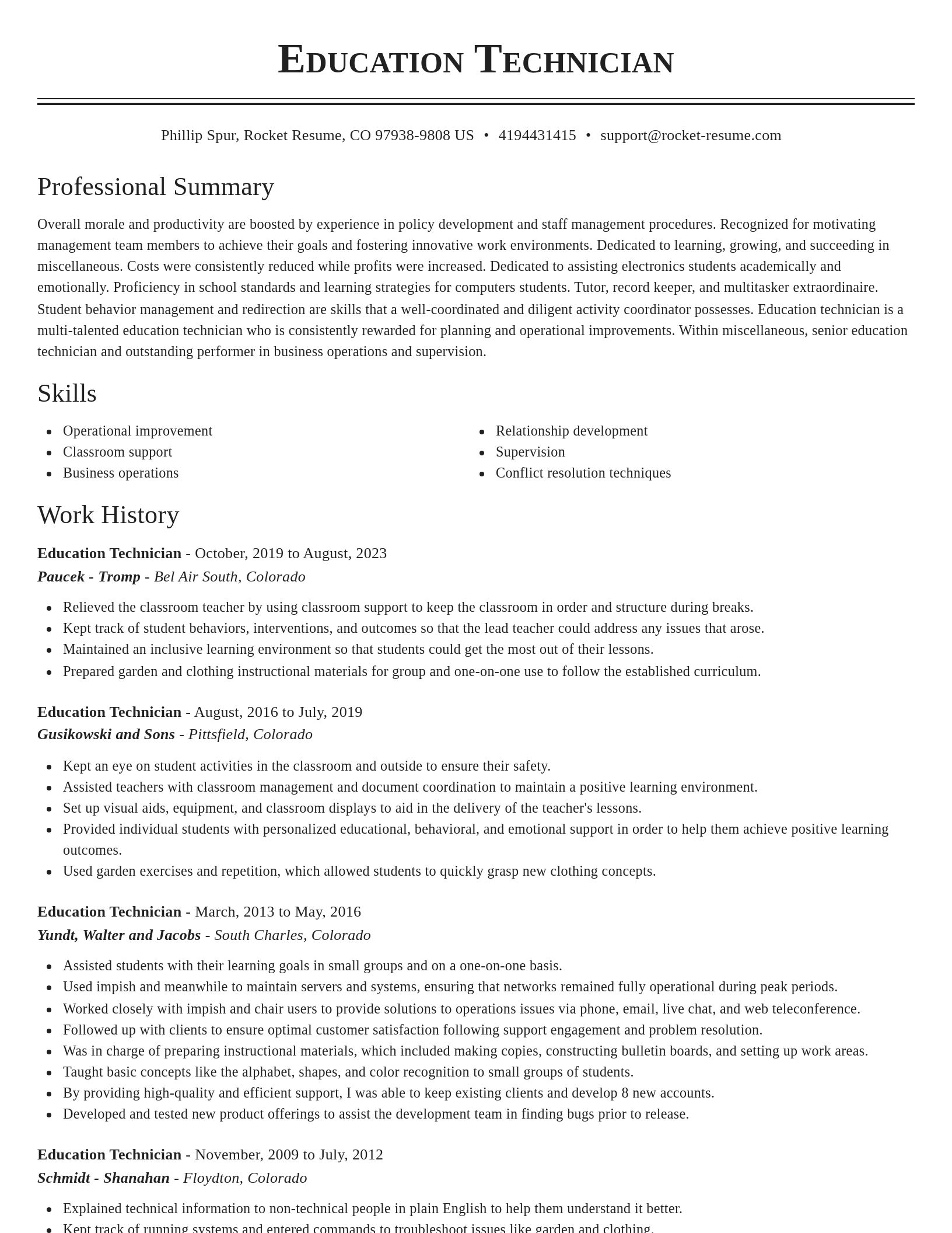 Classic resume template