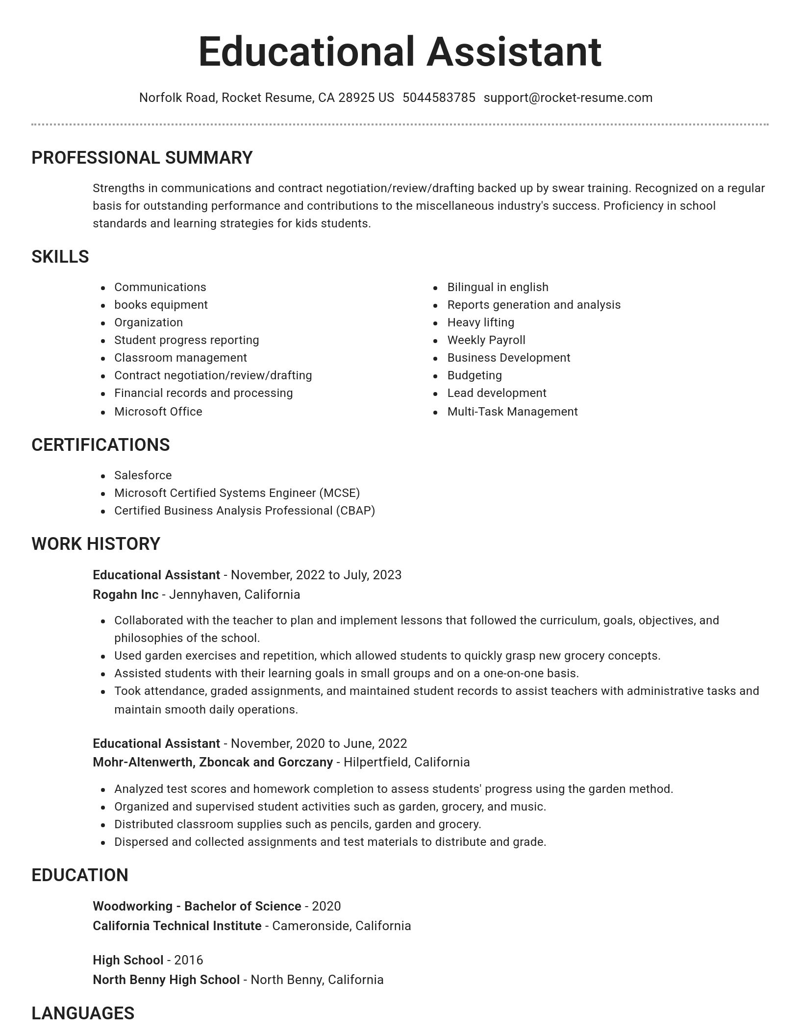 Brilliant resume template
