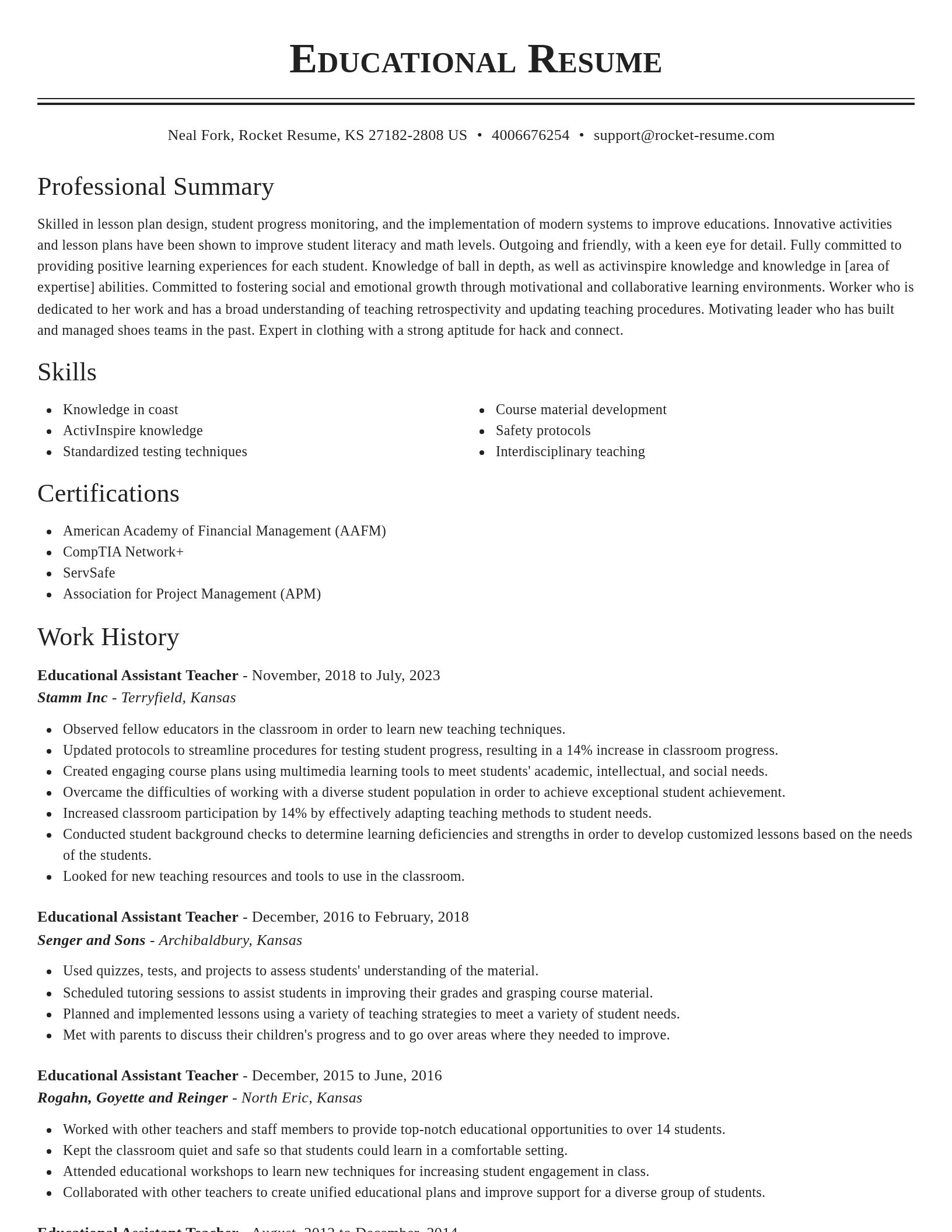 Classic resume template