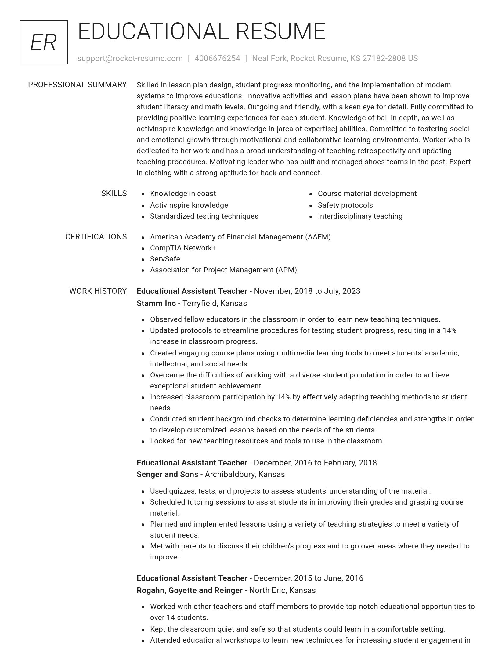 Renowned resume template