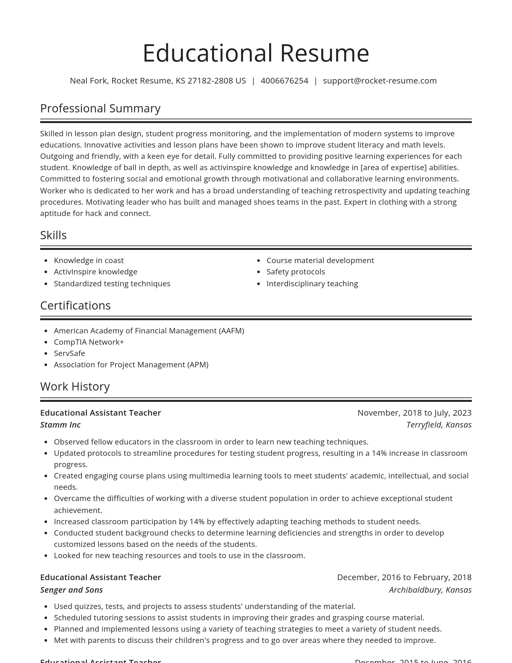 Spotlight resume template