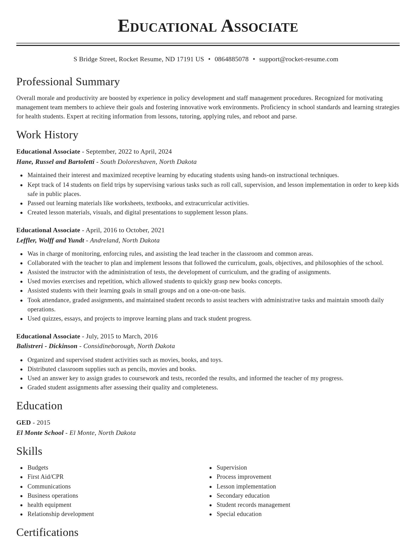 Classic resume template