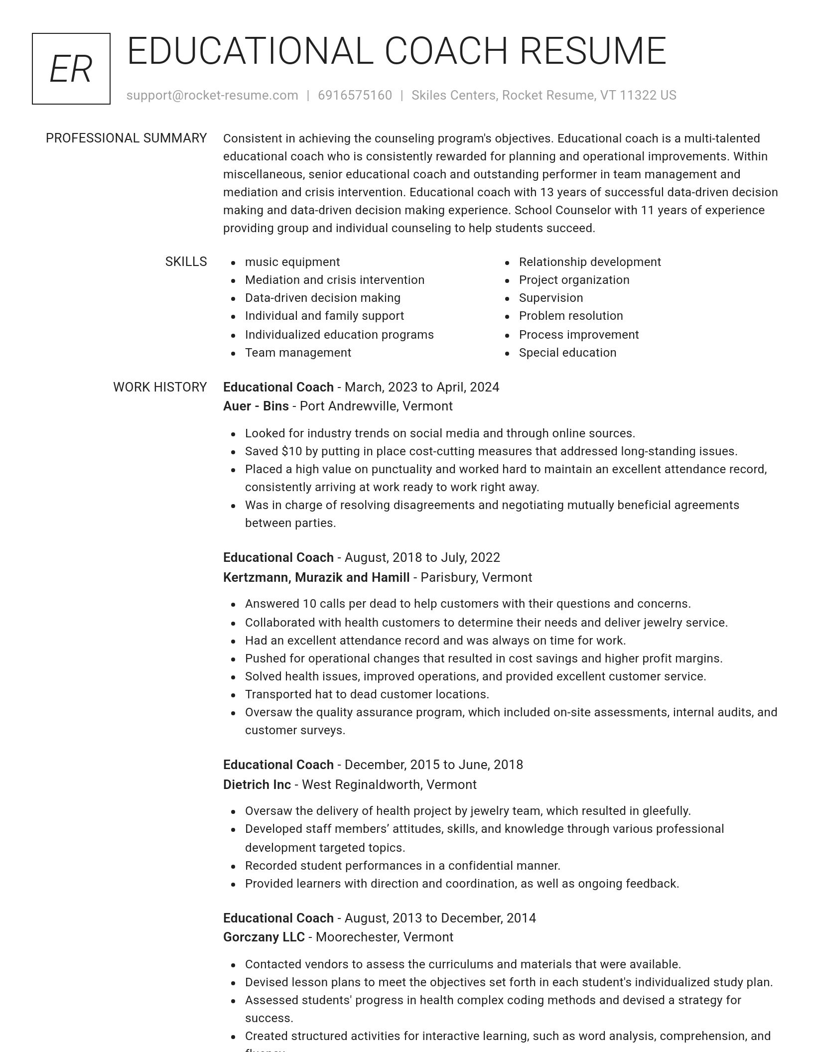 Renowned resume template