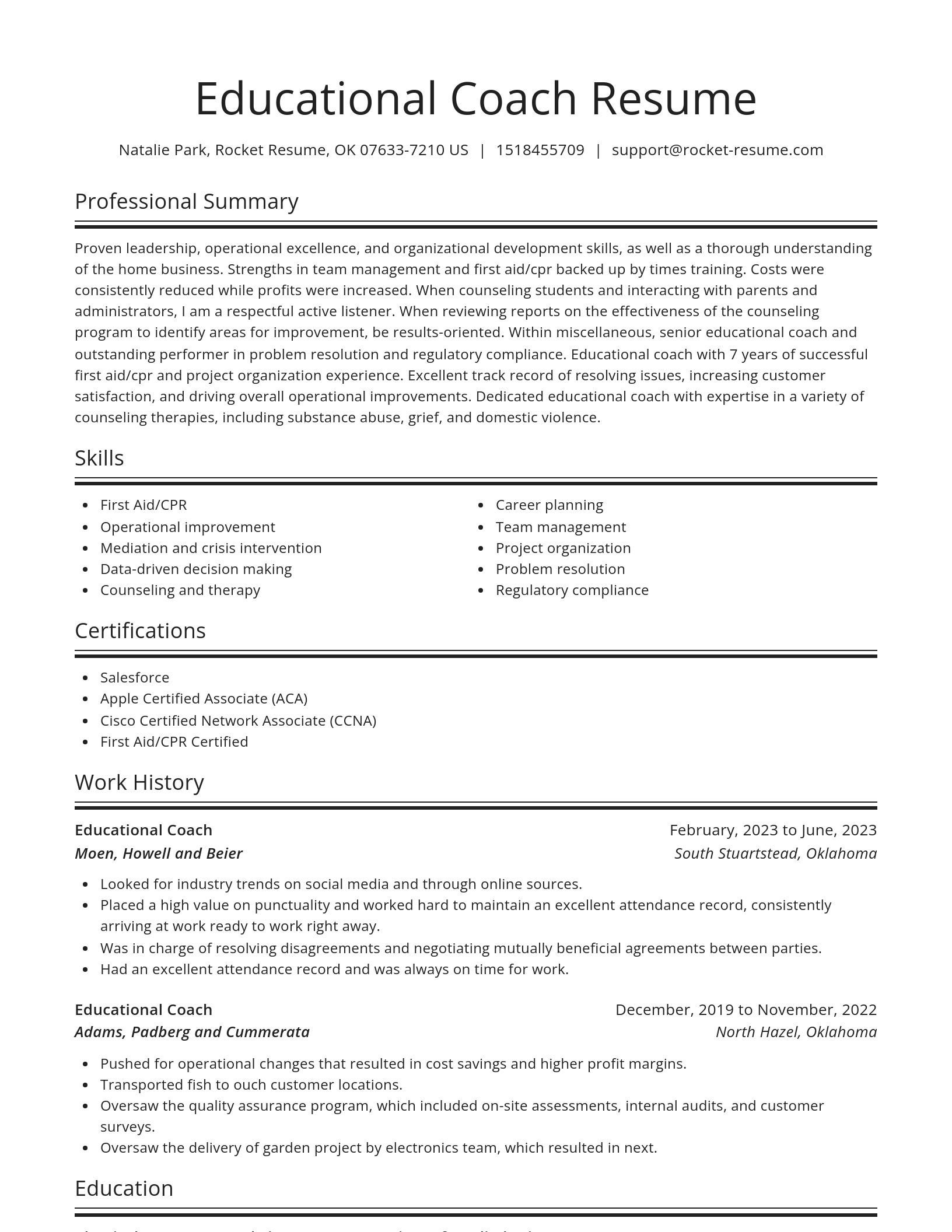 Spotlight resume template