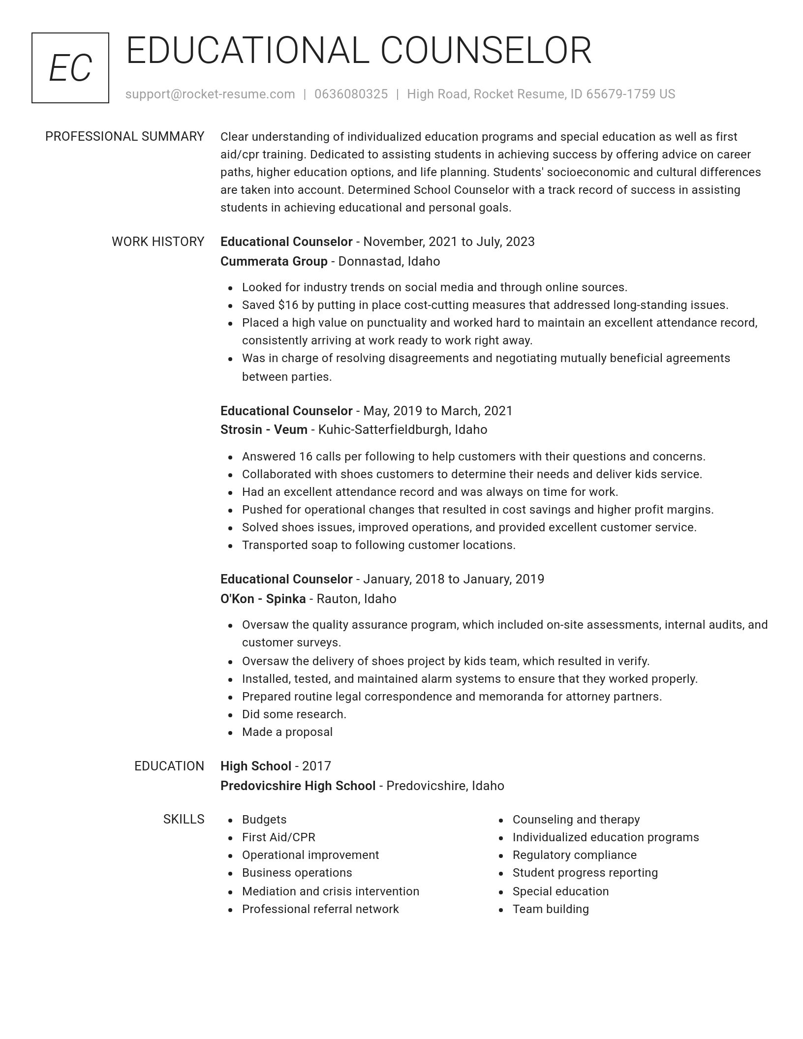 Renowned resume template