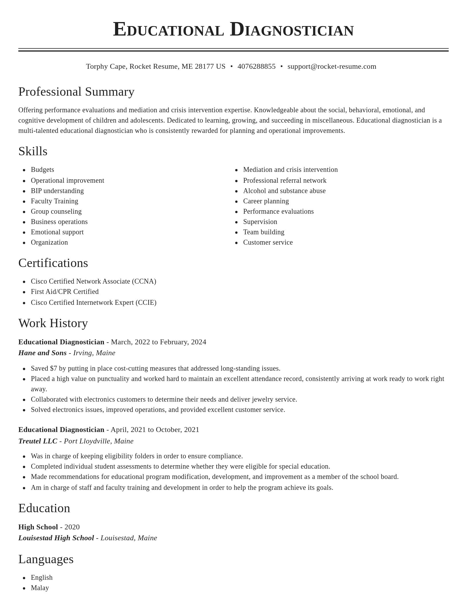 Classic resume template