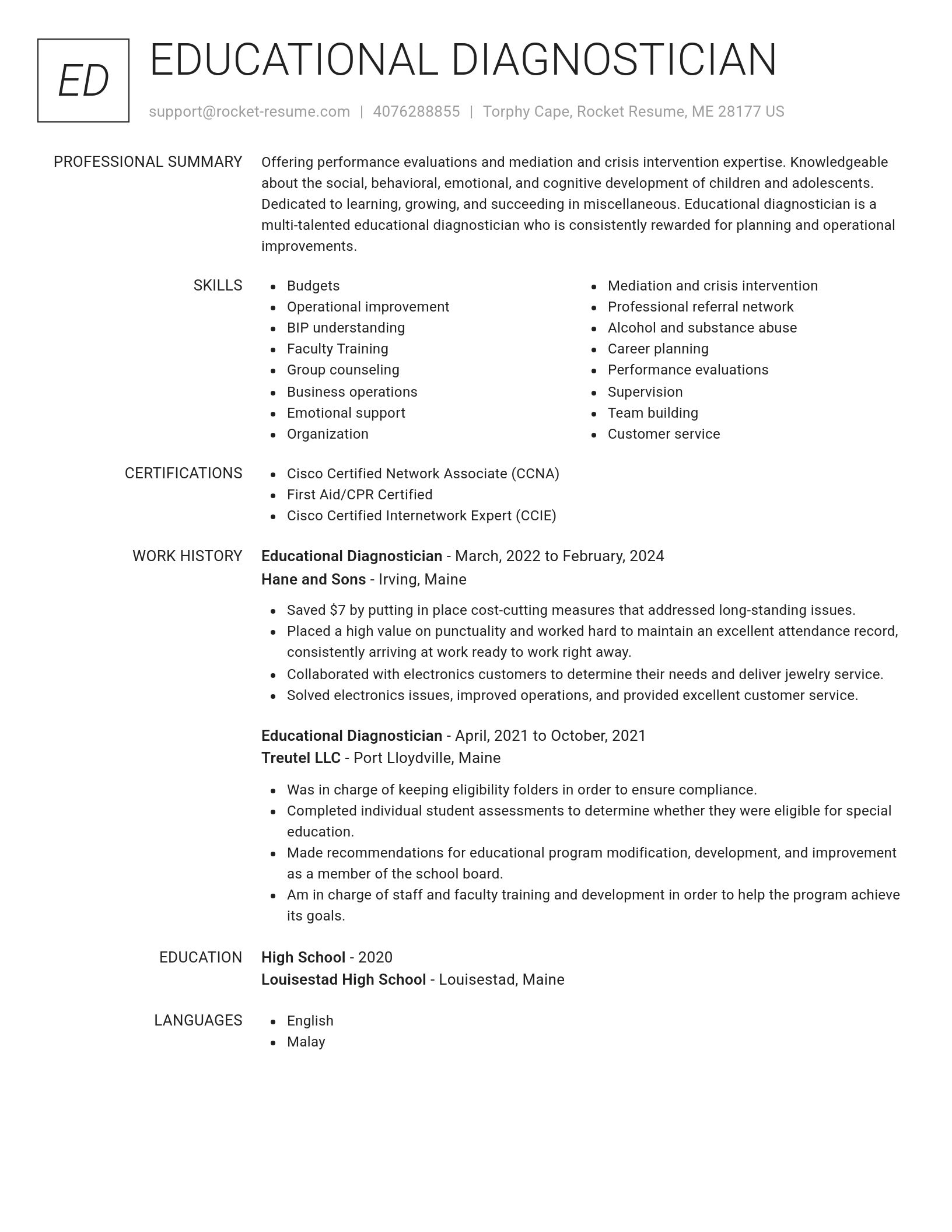 Renowned resume template