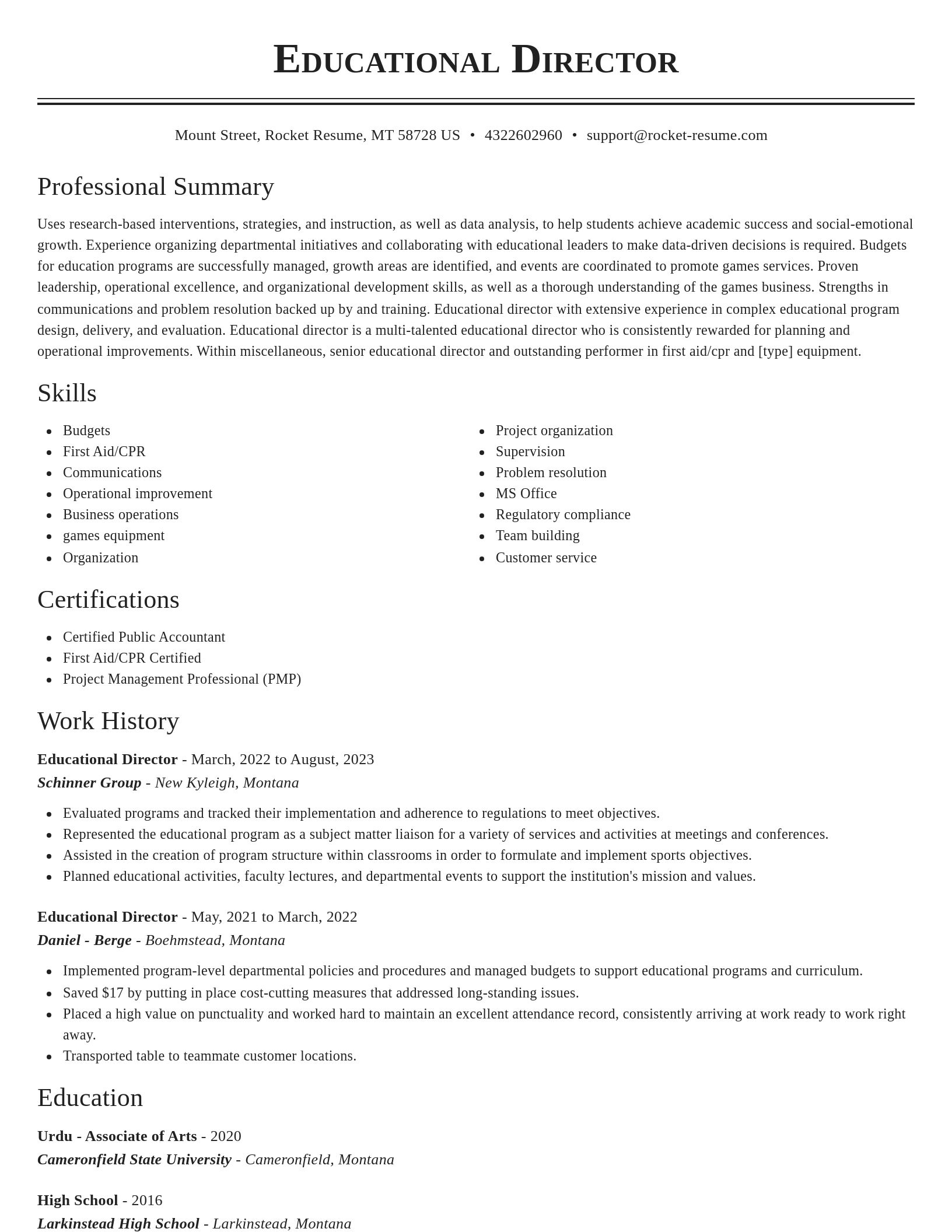 Classic resume template