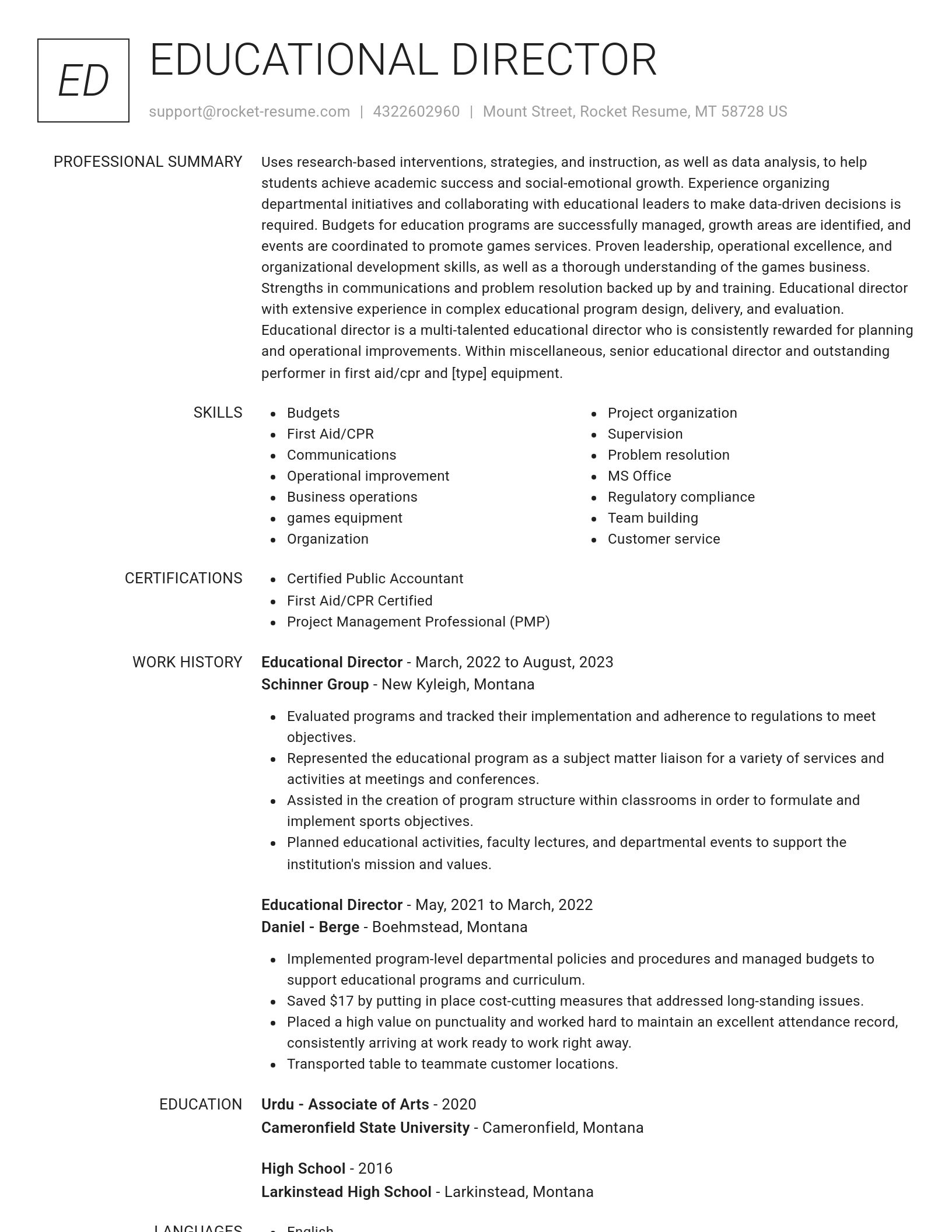 Renowned resume template
