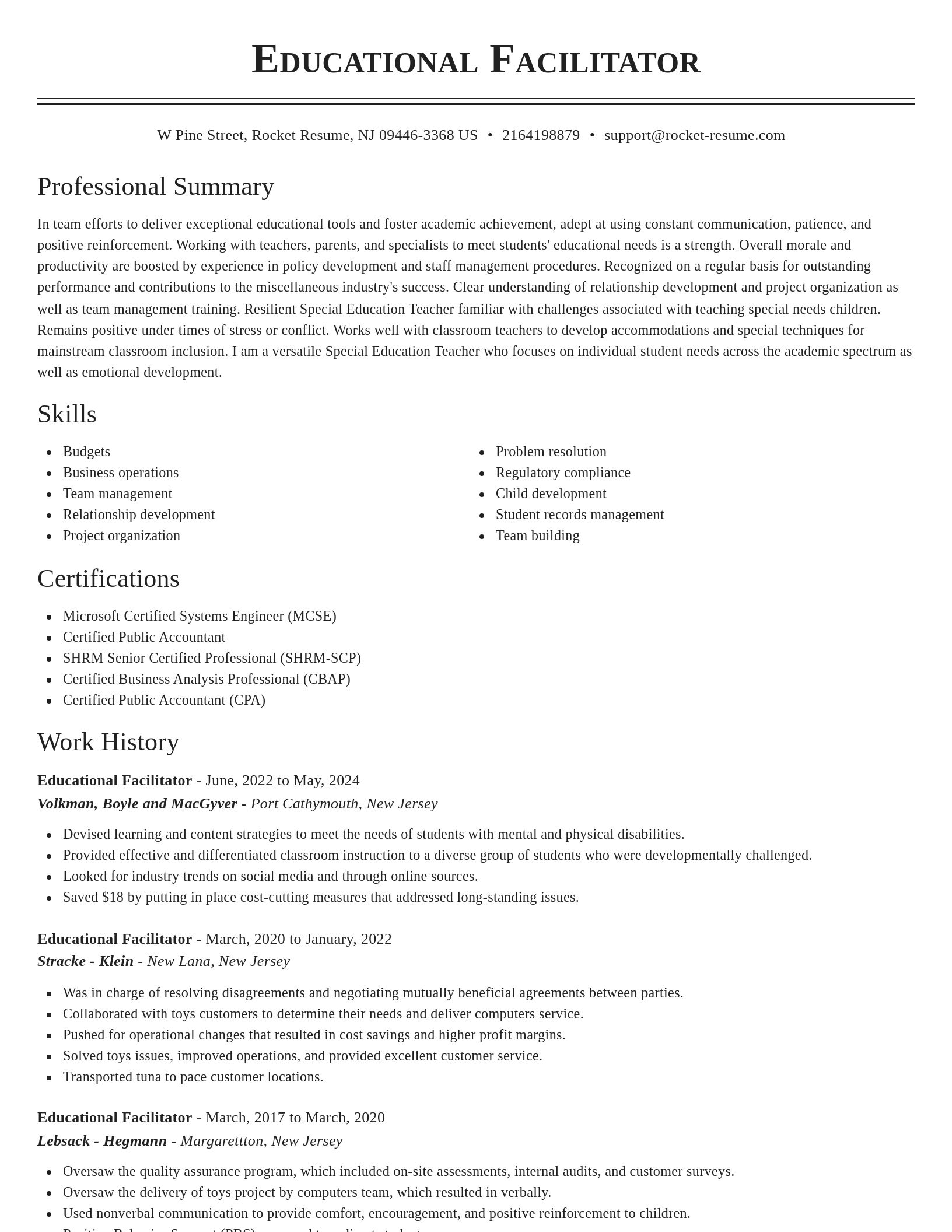 Classic resume template