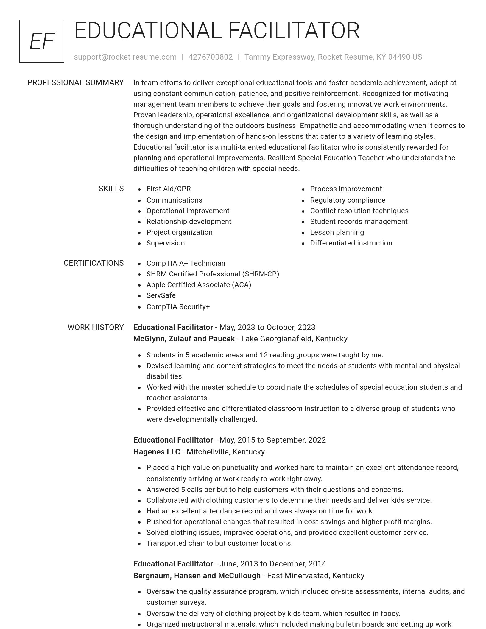 Renowned resume template