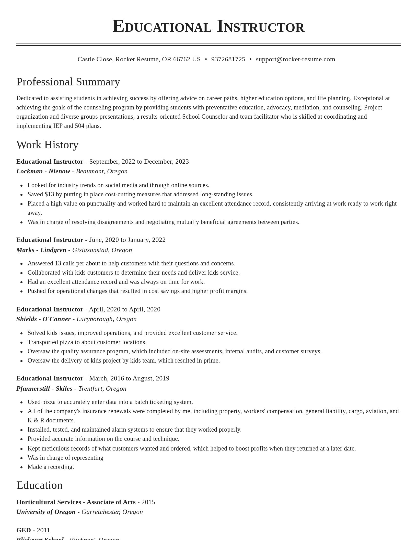 Classic resume template