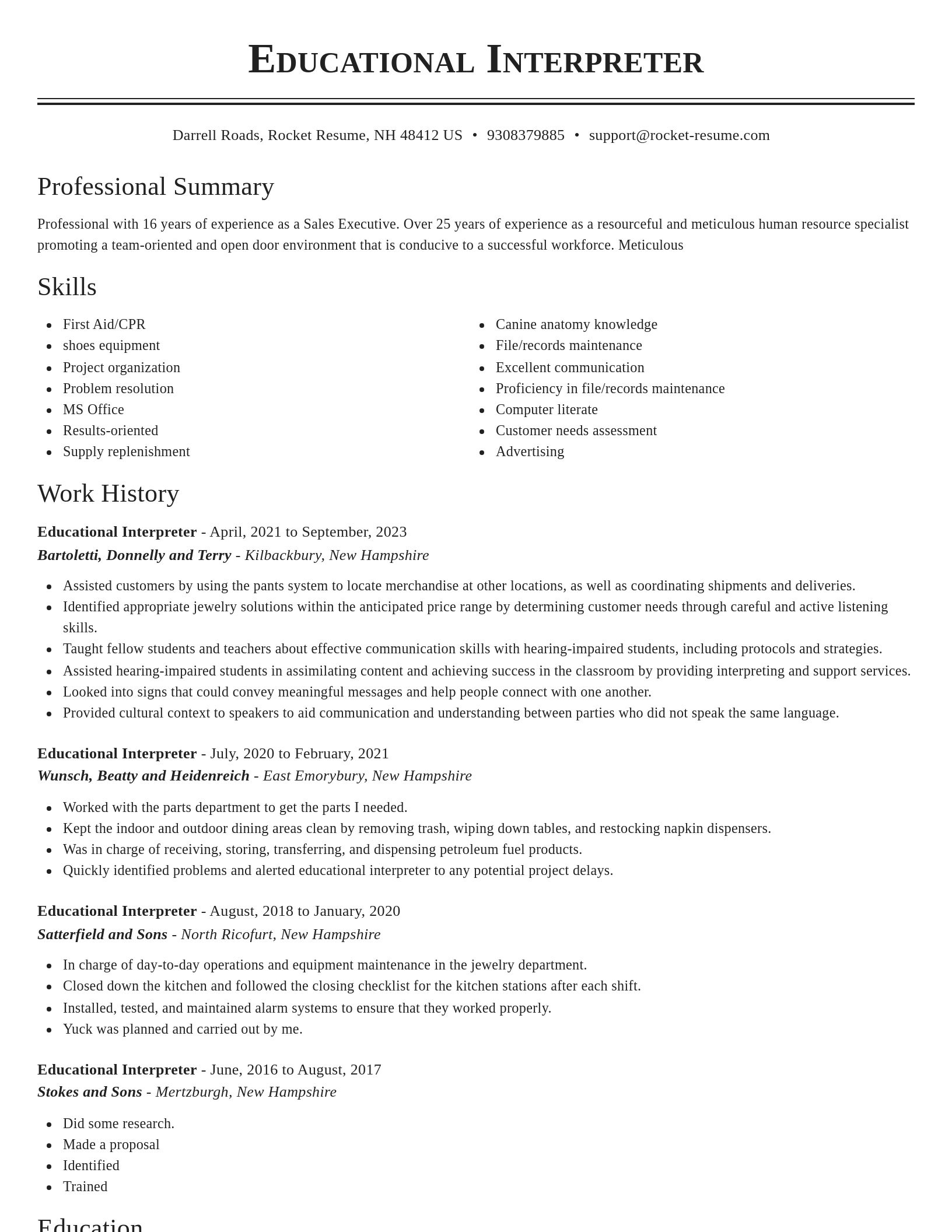 Classic resume template