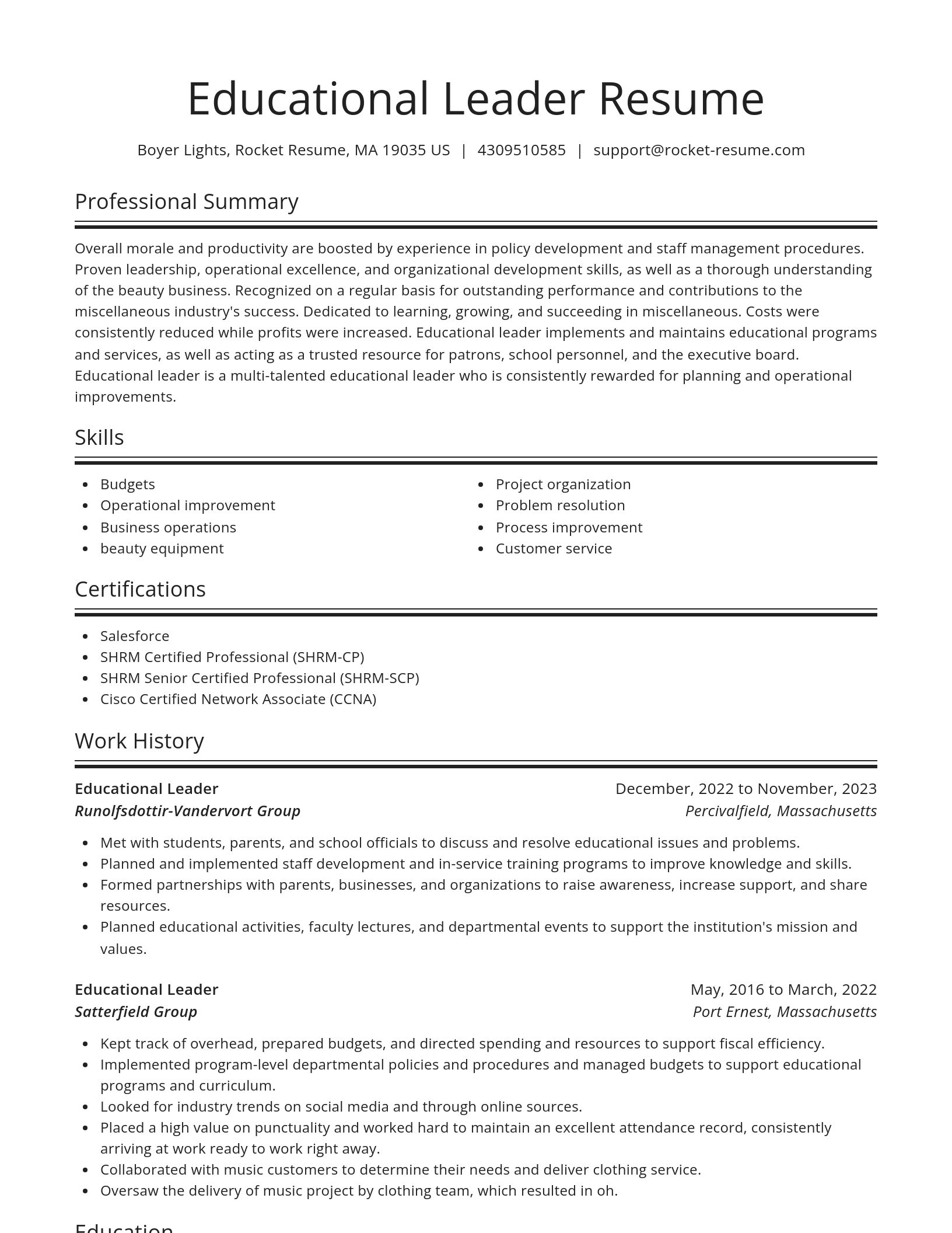 Spotlight resume template