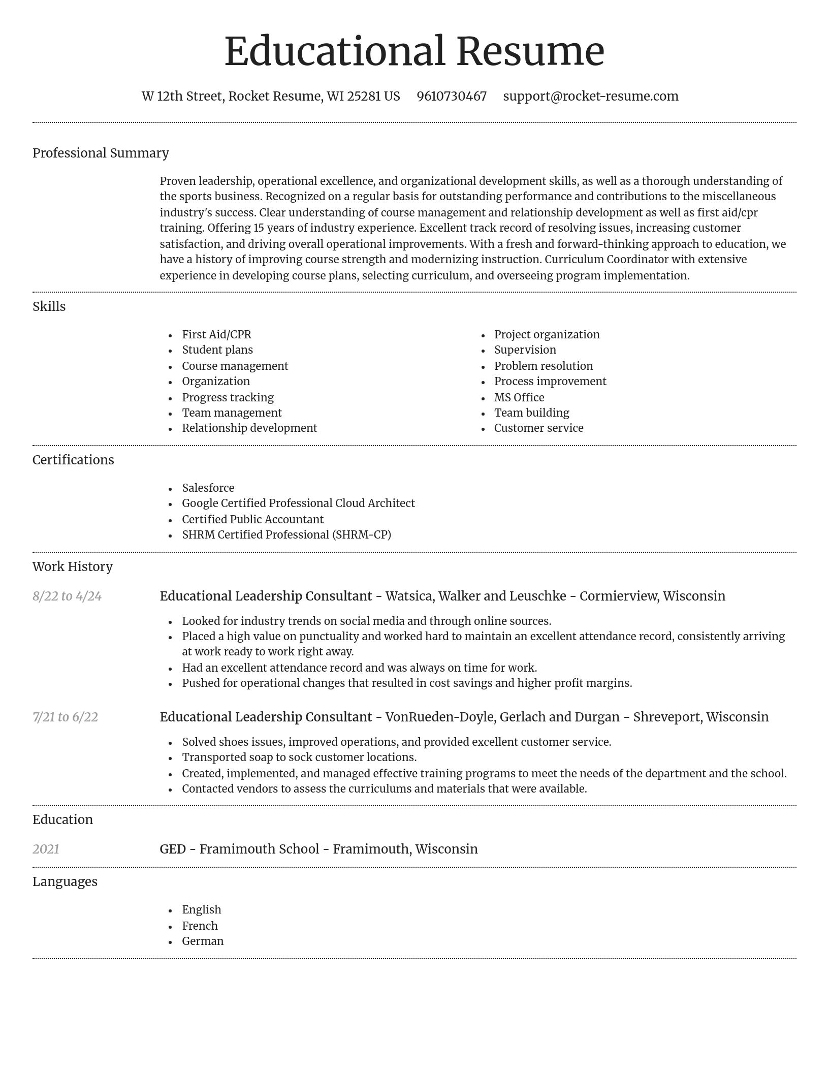 Dignified resume template
