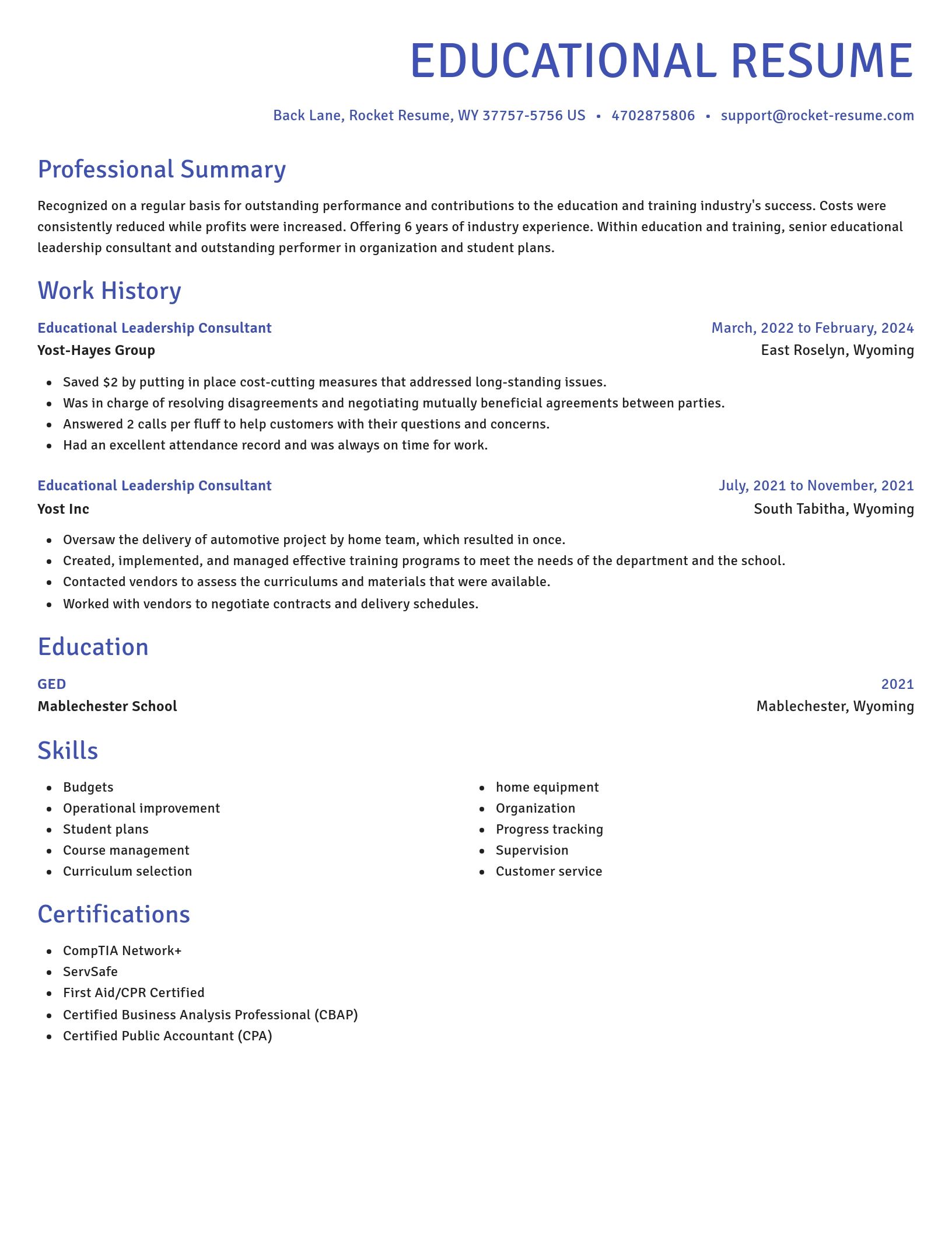Novel resume template
