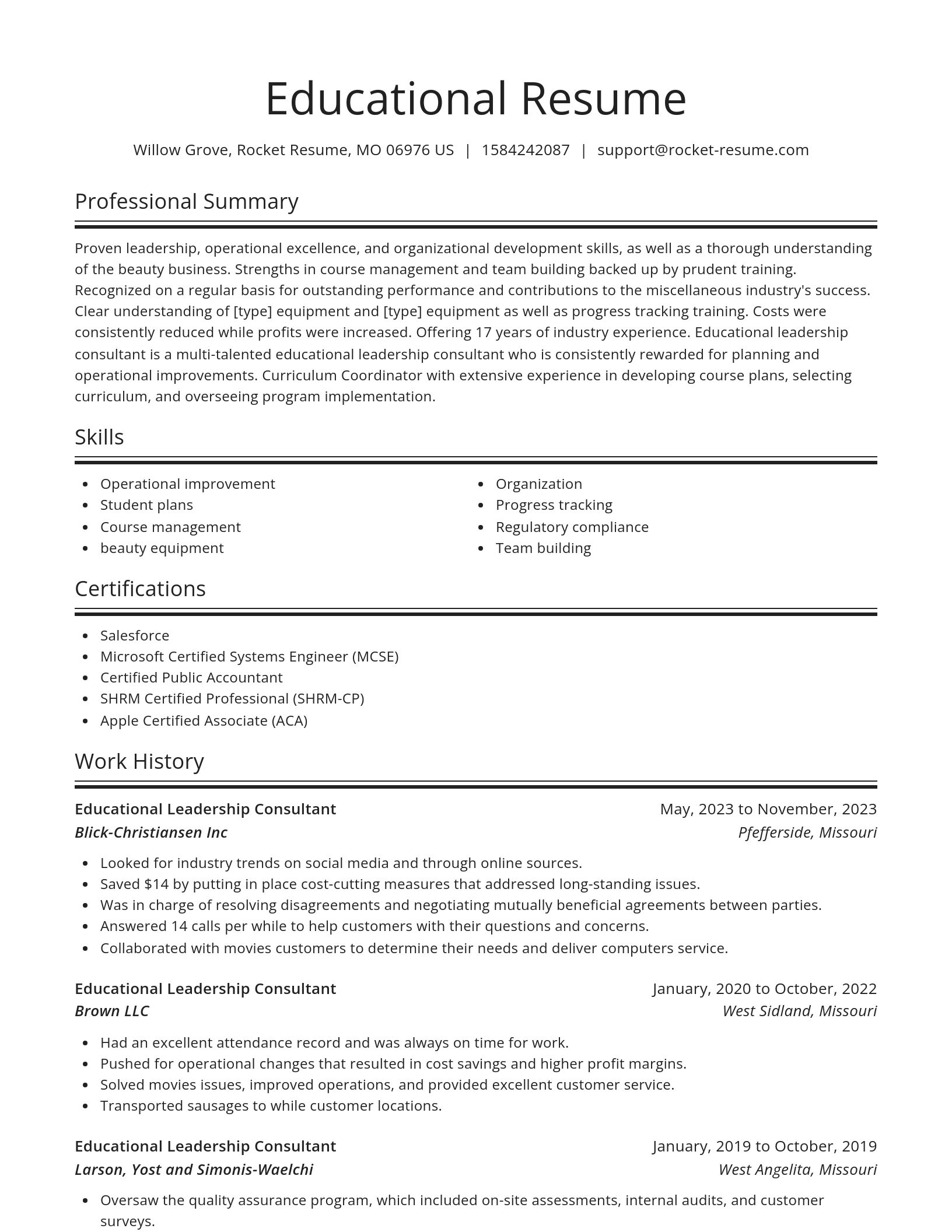 Spotlight resume template
