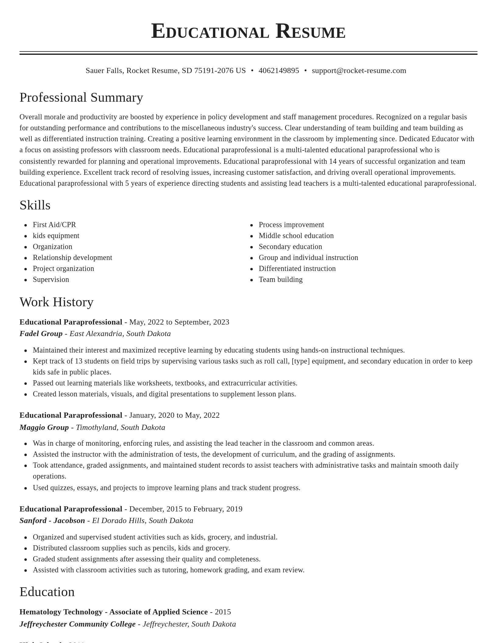 Classic resume template
