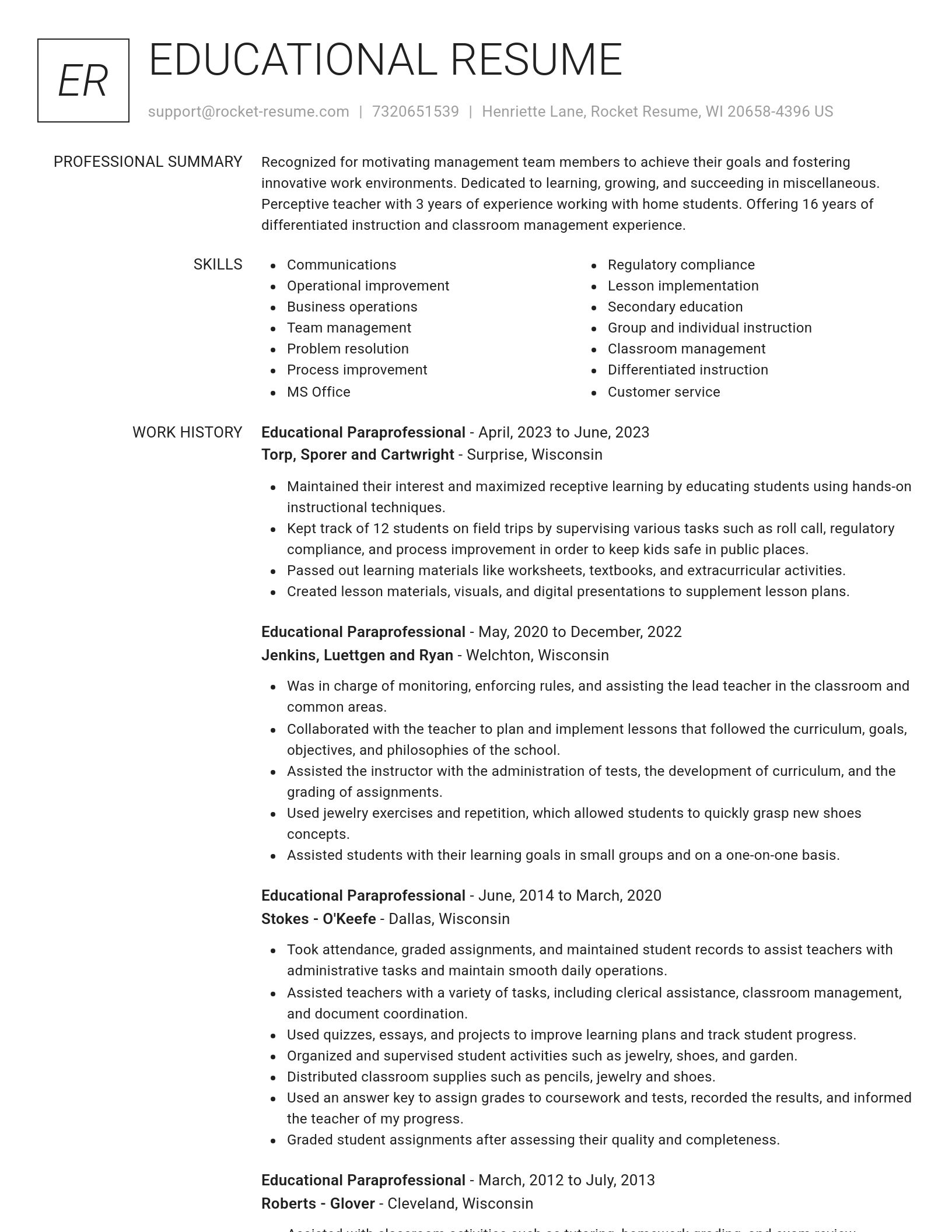 Renowned resume template