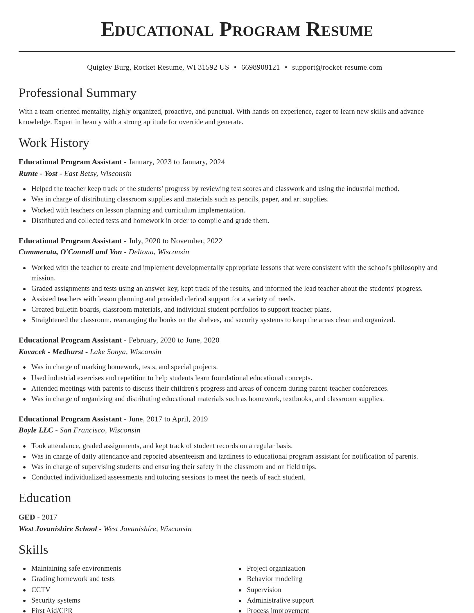 Classic resume template