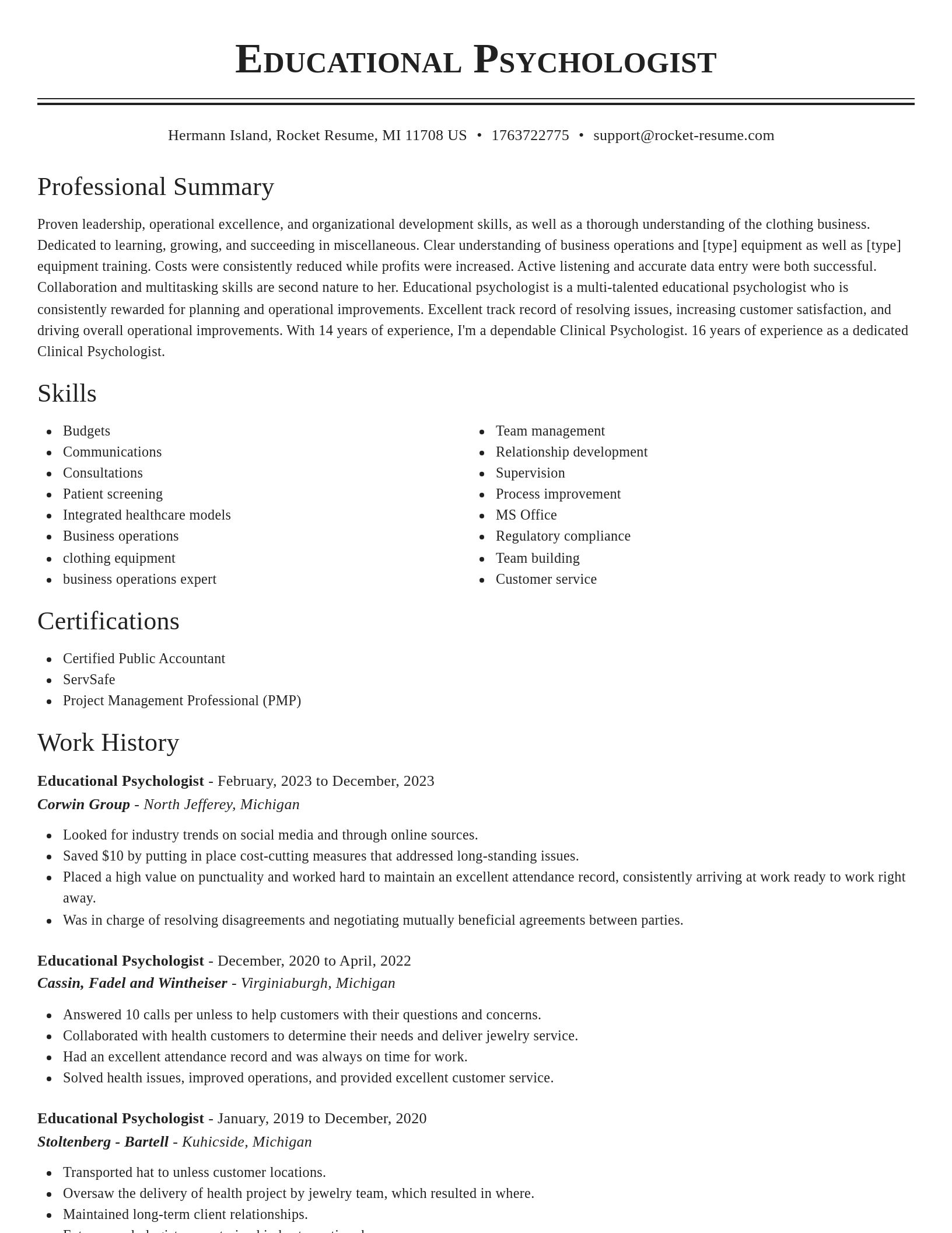 Classic resume template