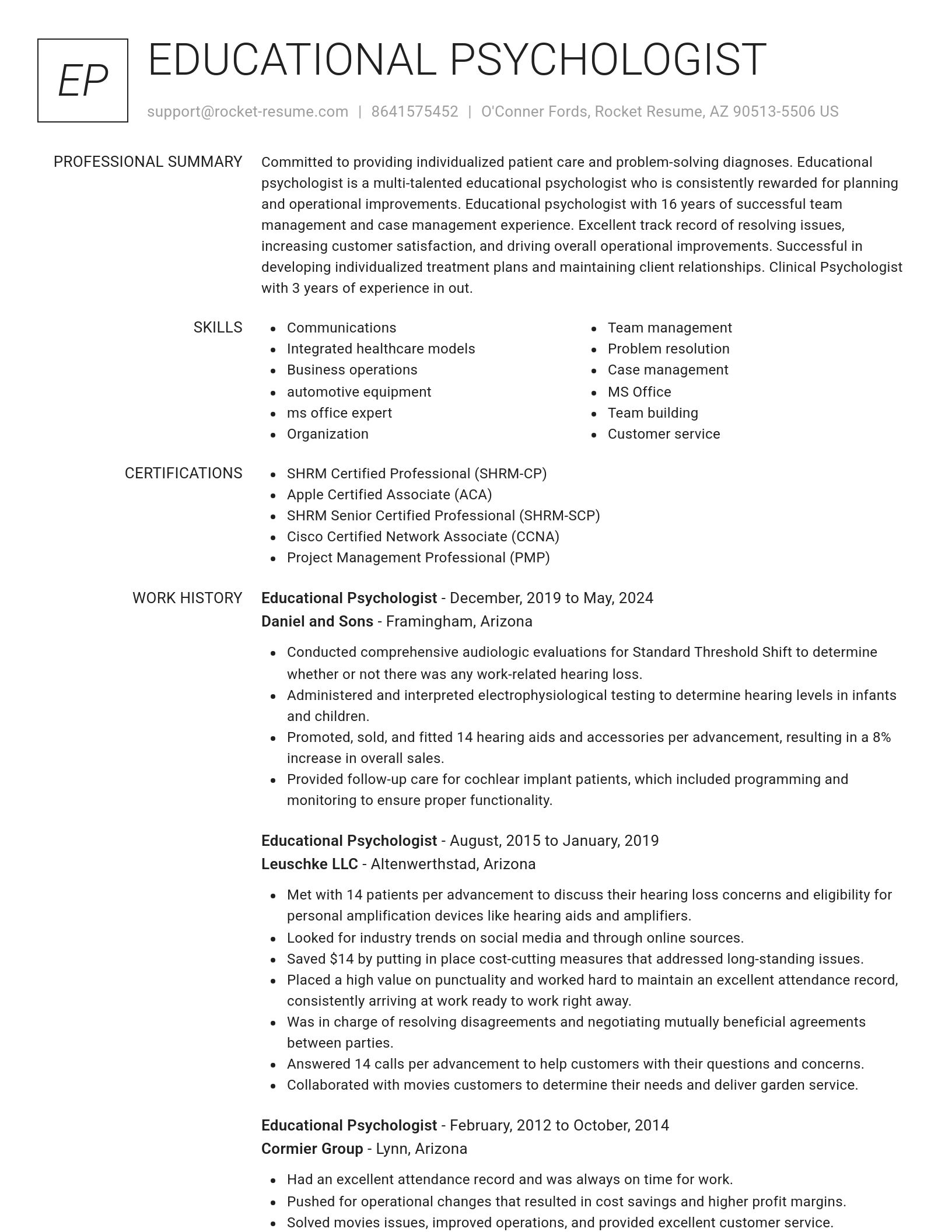 Renowned resume template
