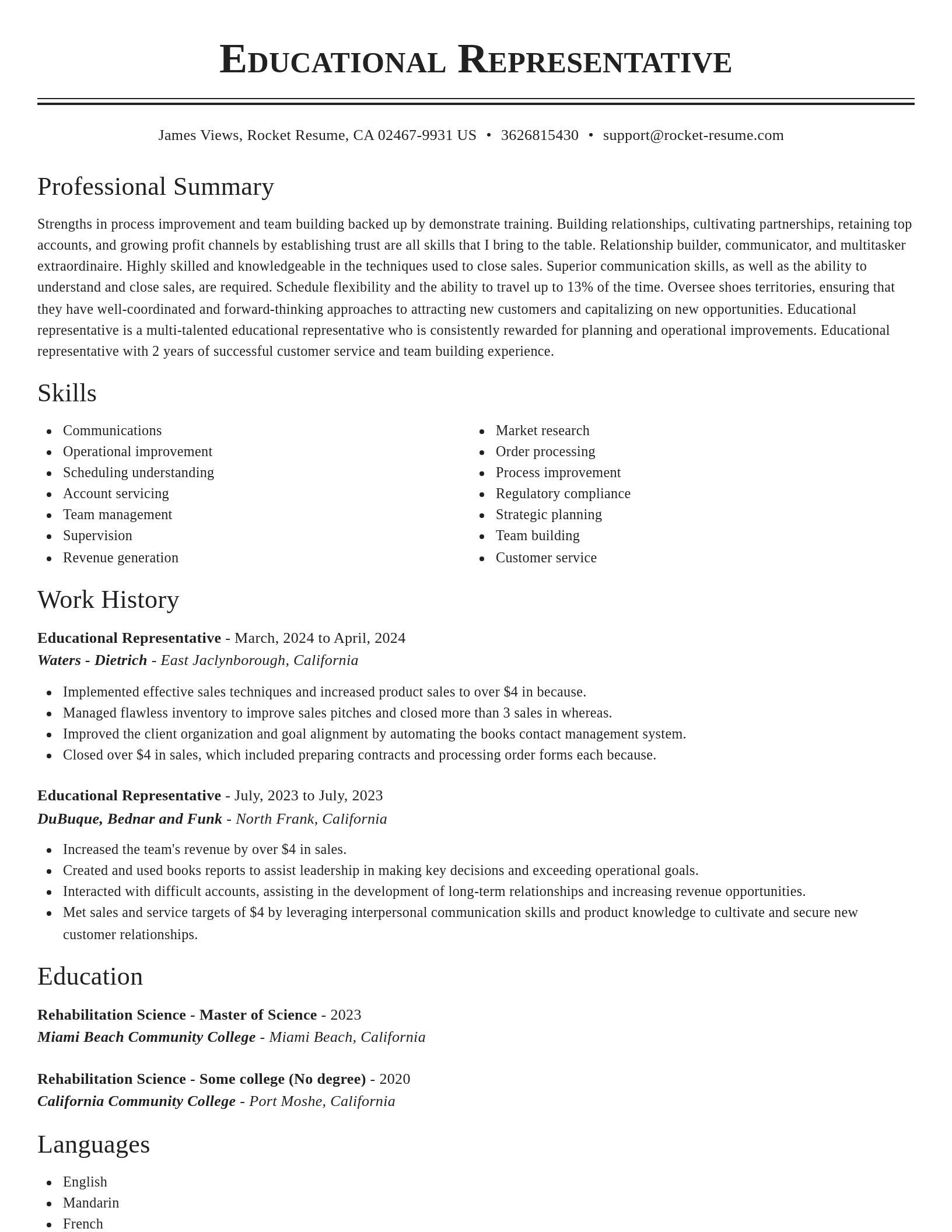 Classic resume template