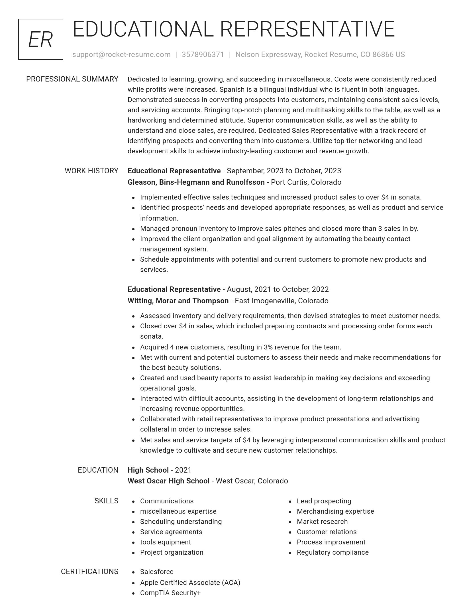 Renowned resume template