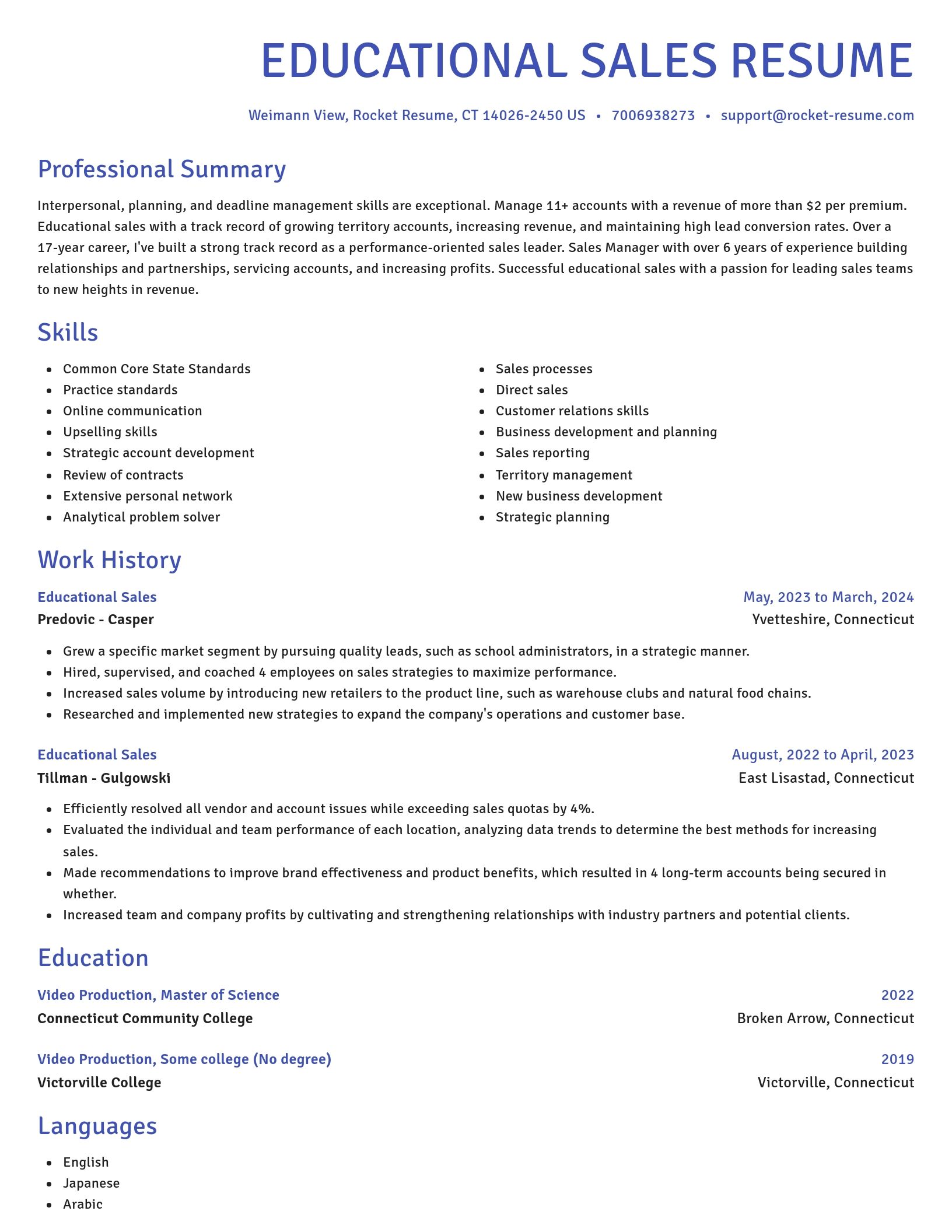Novel resume template
