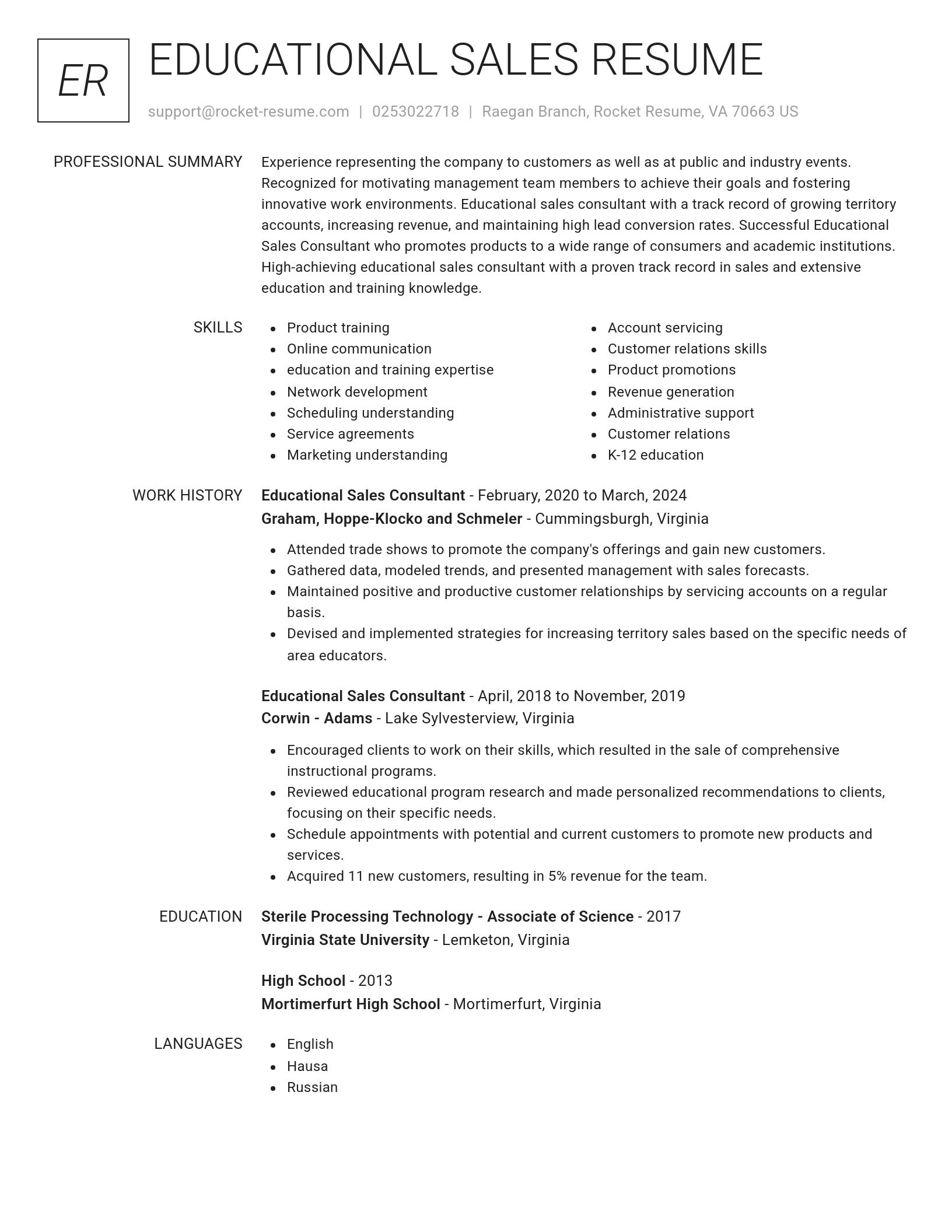 Renowned resume template