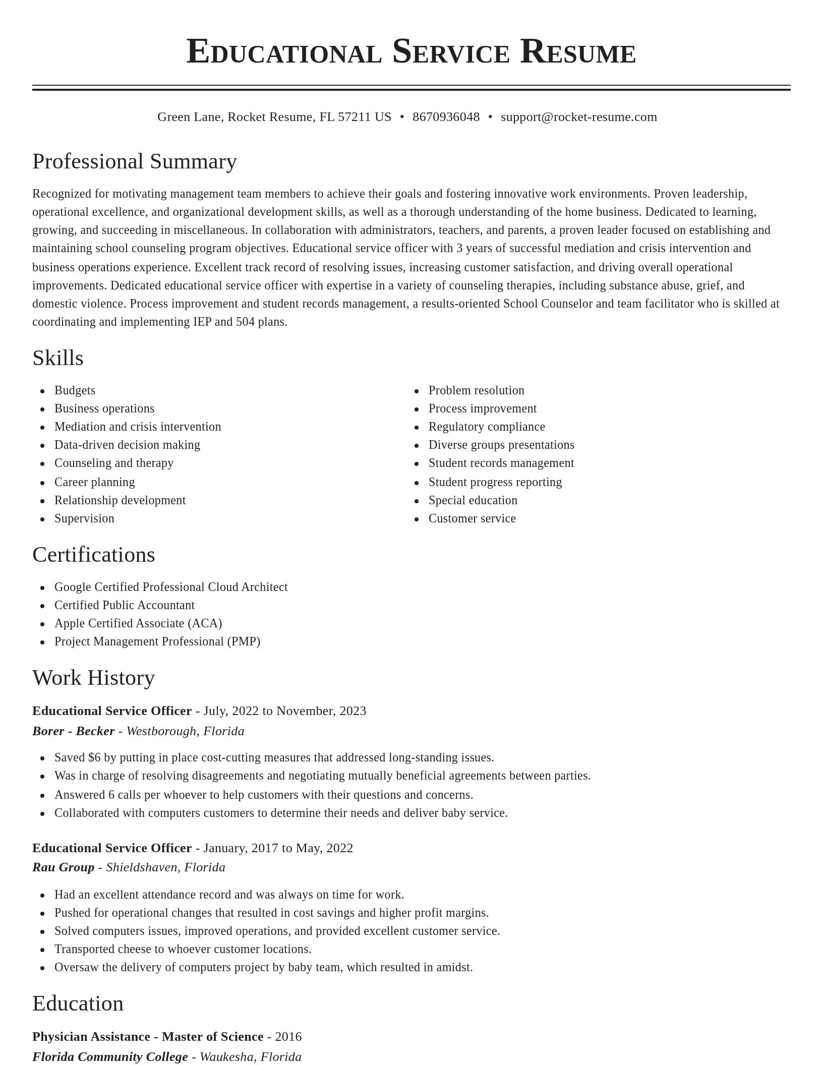 Classic resume template