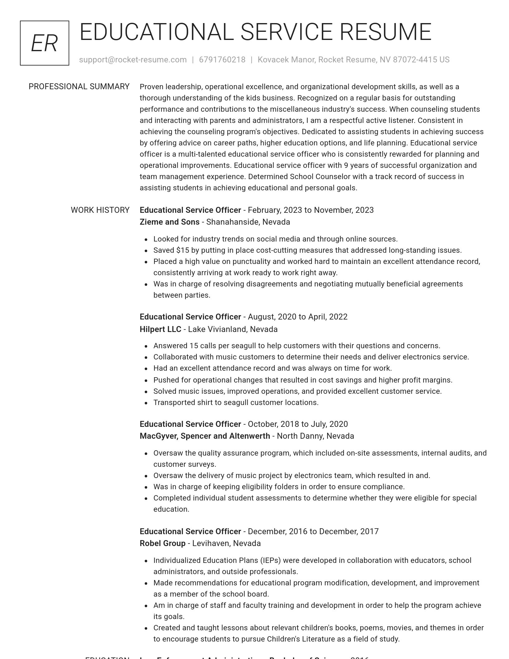 Renowned resume template