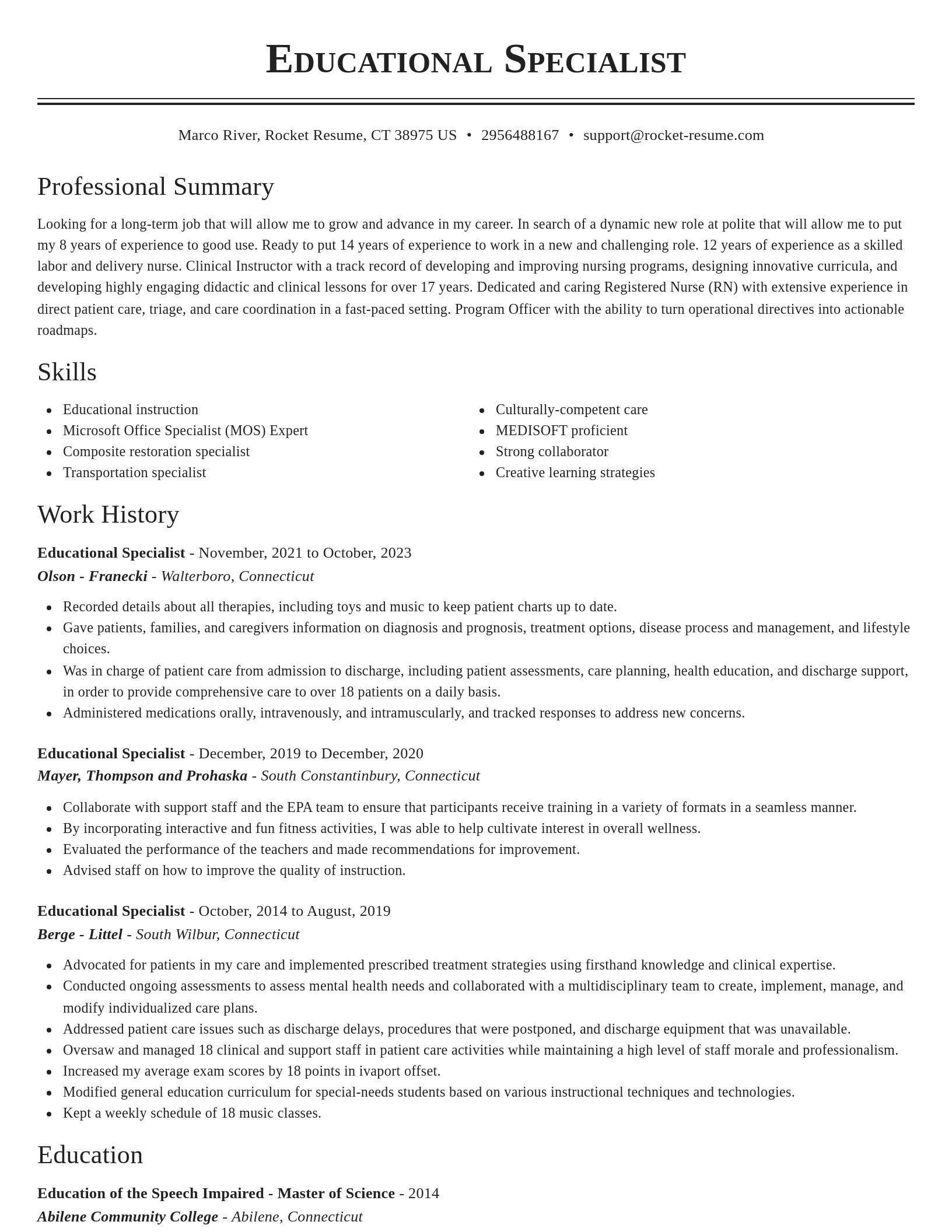 Classic resume template