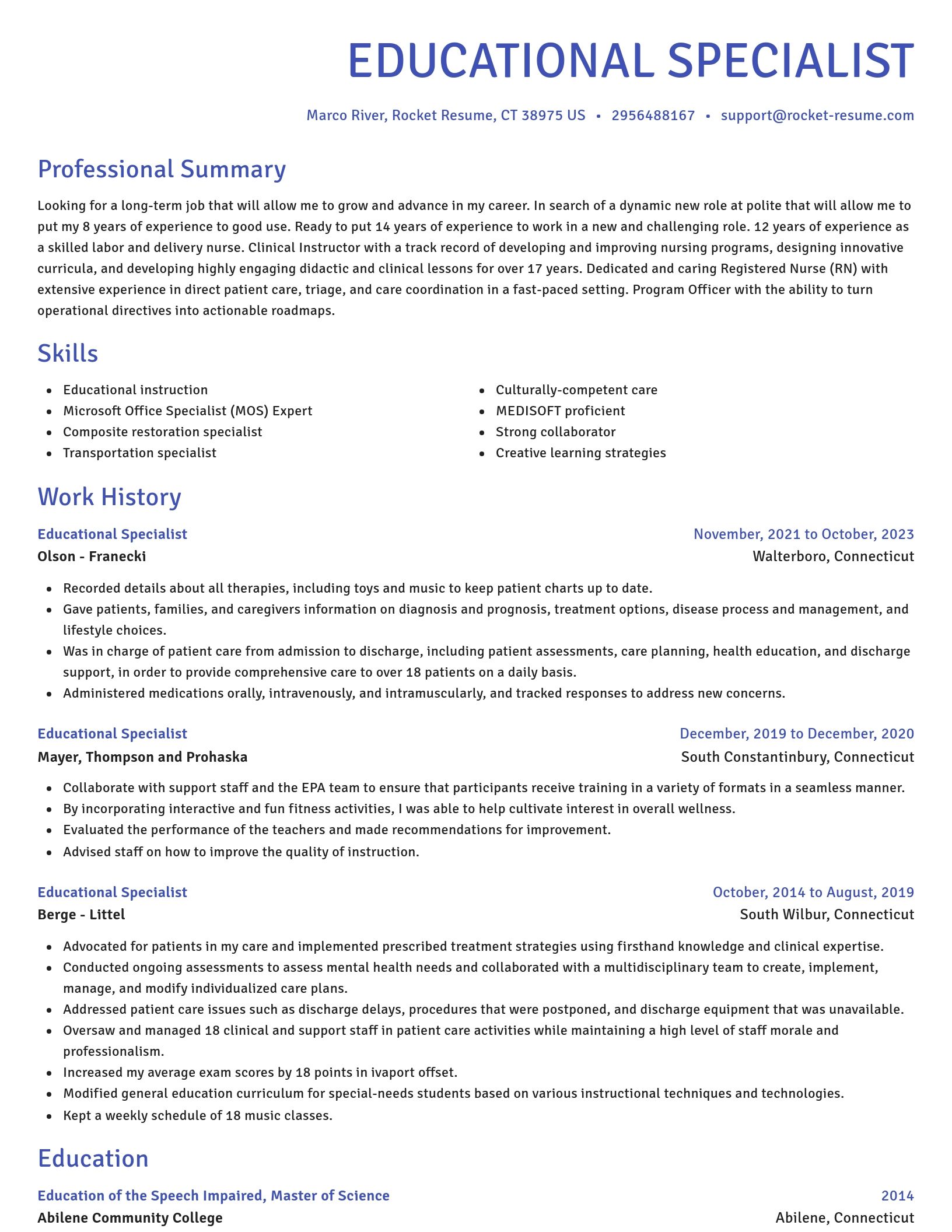Novel resume template