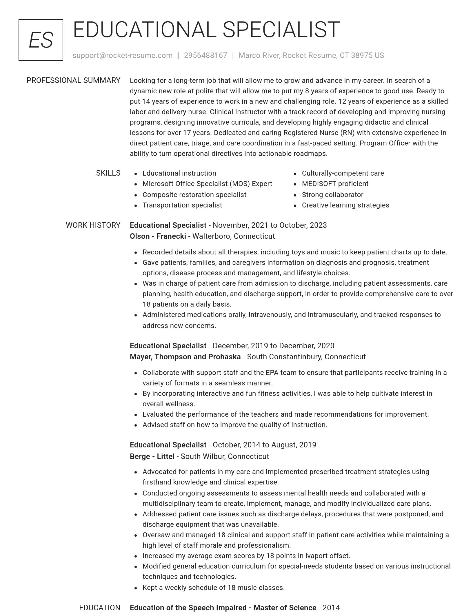 Renowned resume template