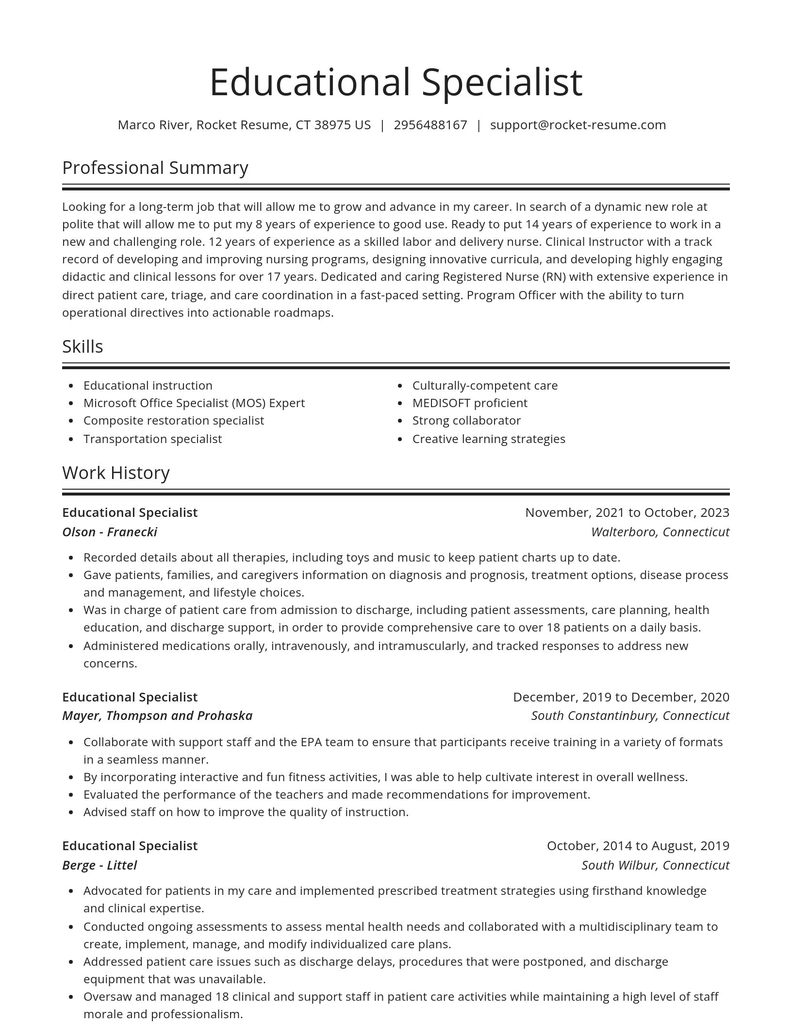 Spotlight resume template