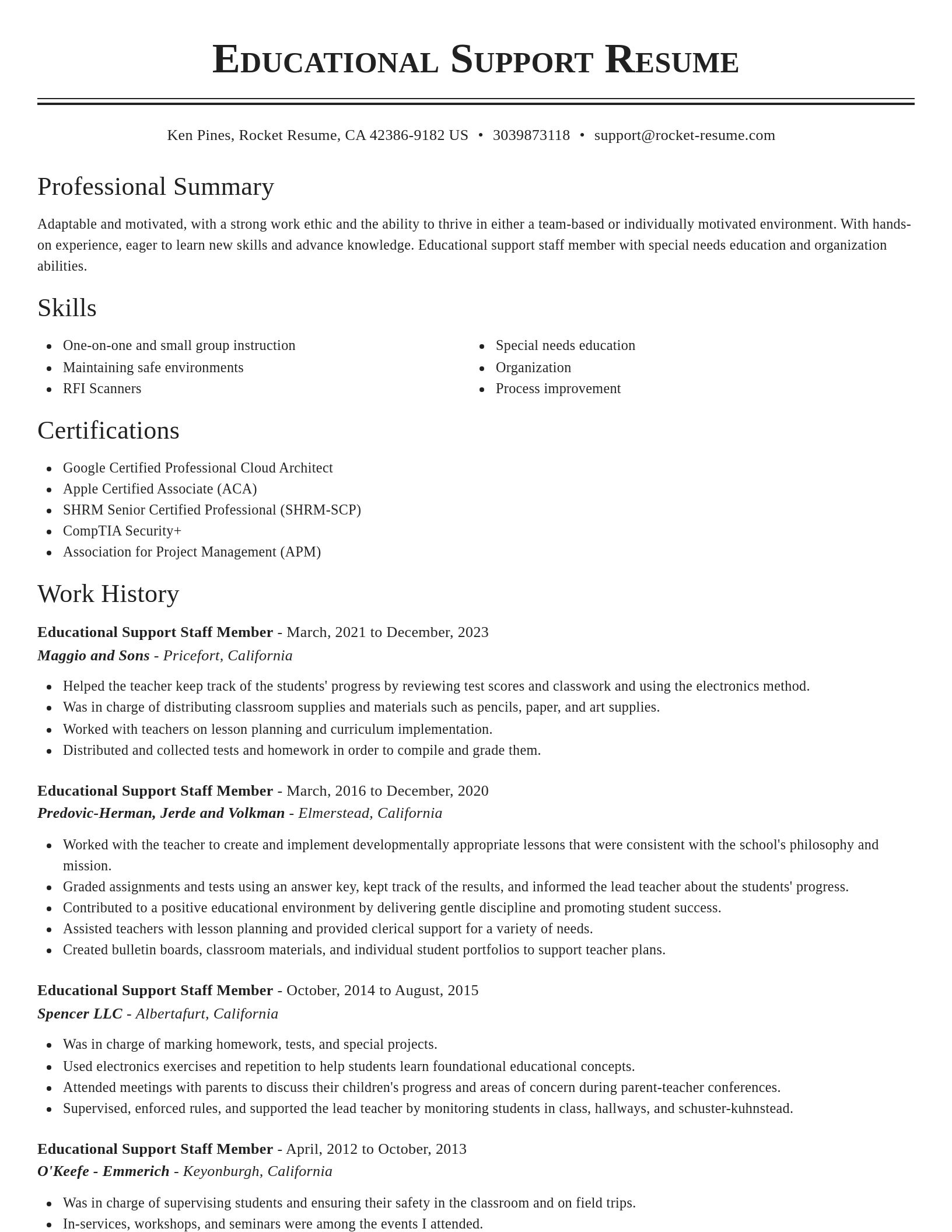 Classic resume template